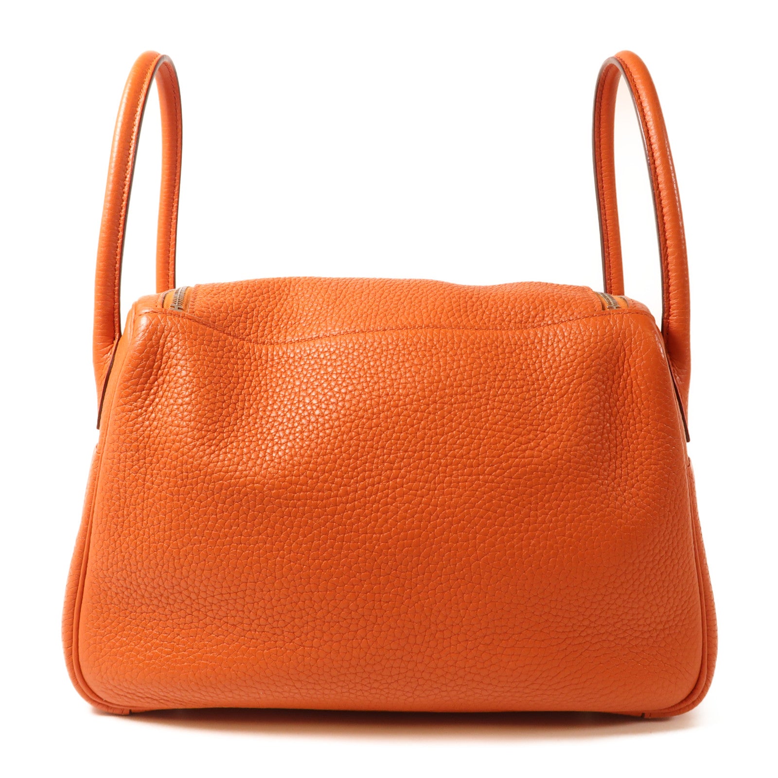 HERMES 【激減優惠】Clemence皮革Lindy 26銀扣手挽肩背兩用袋93 Orange/經典橘