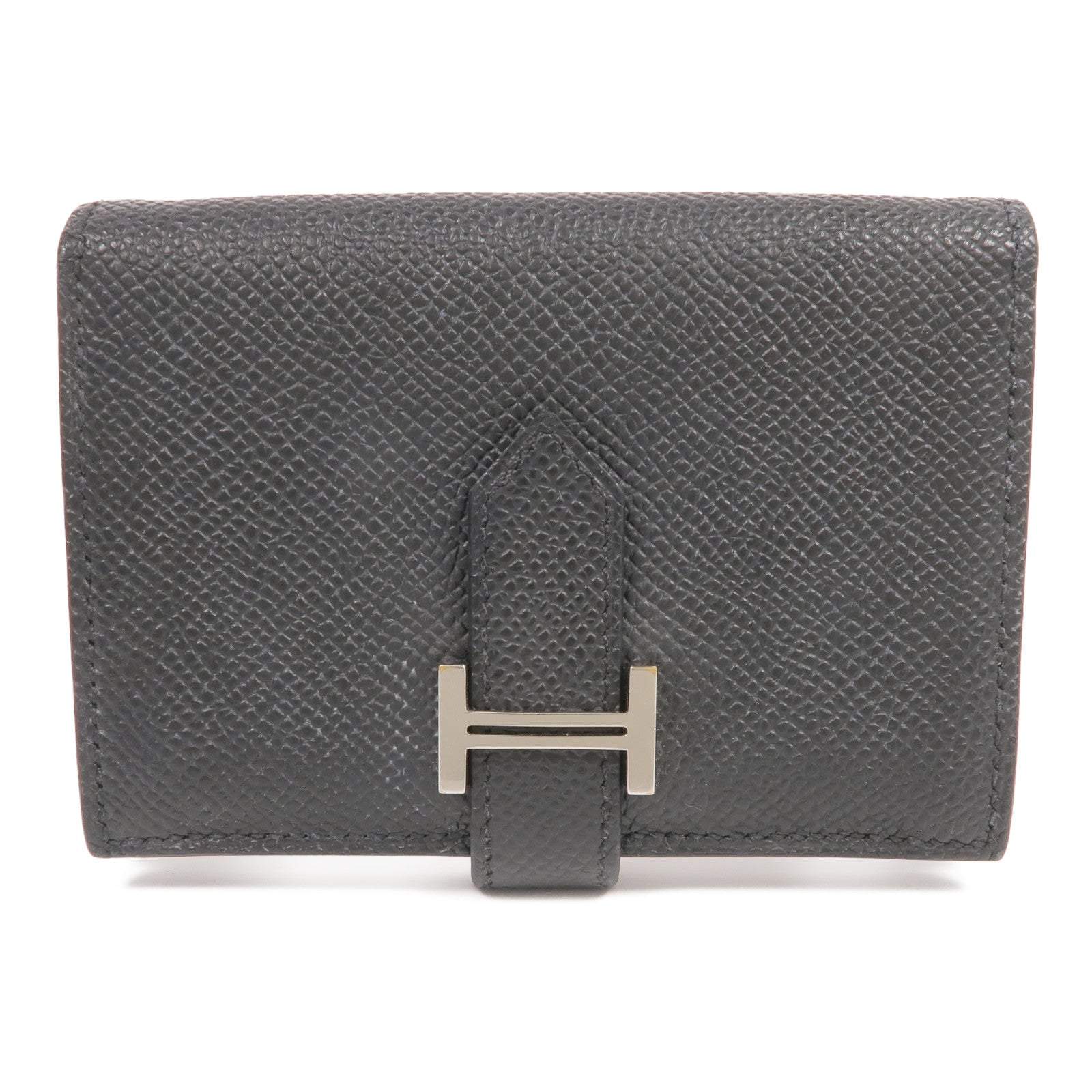 HERMES Epsom皮革Bearn Card Holder銀扣卡片套Noir