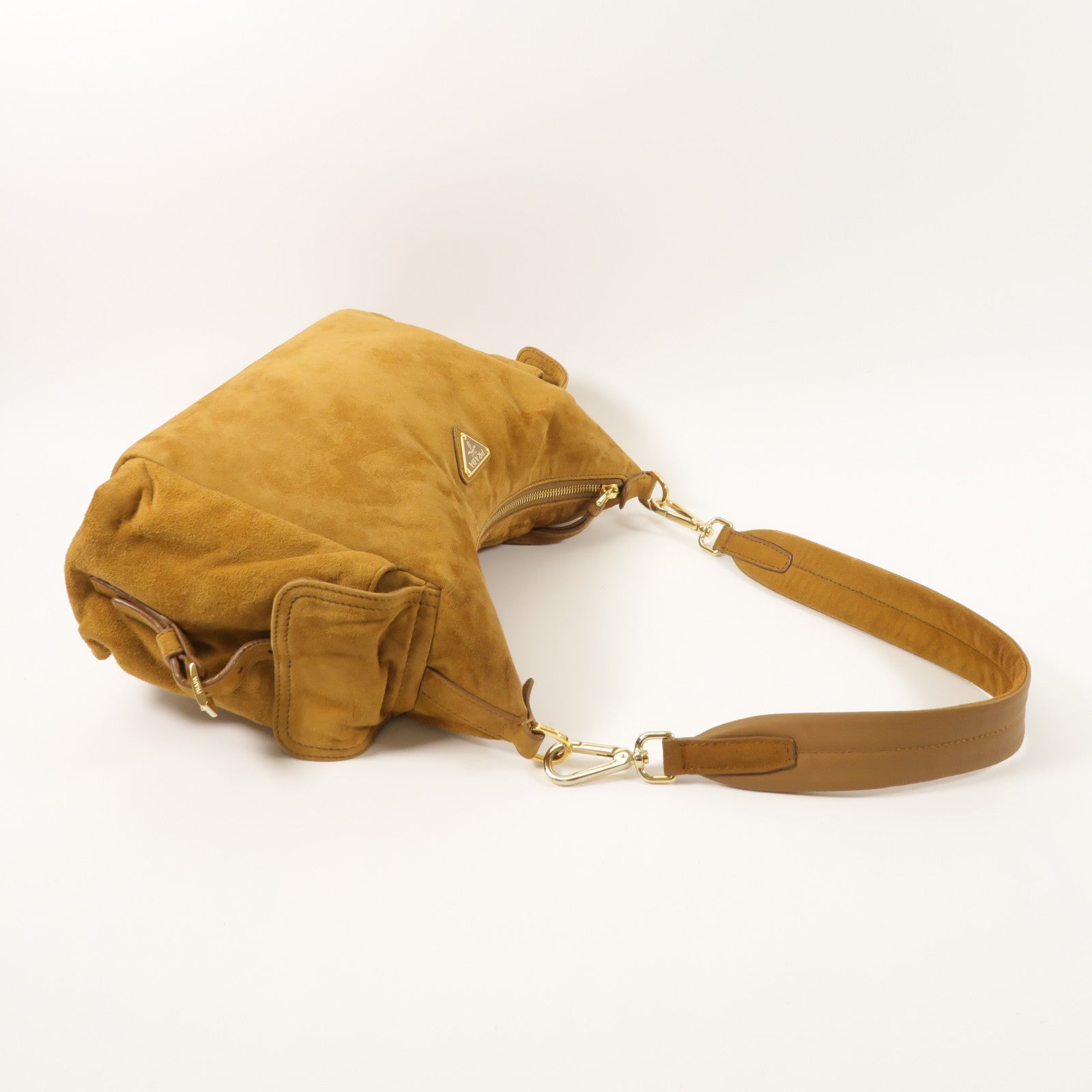 PRADA 麂皮皮革Aimee Bag手挽肩背兩用袋
