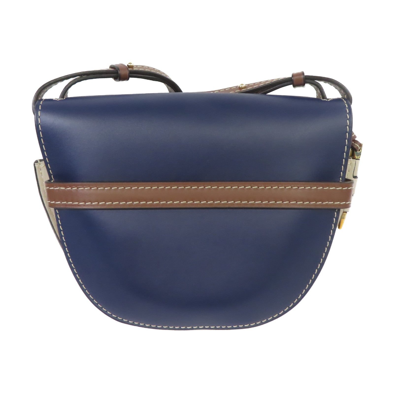 LOEWE 牛皮皮革Small Gate金扣肩背袋藍色/米色/啡色