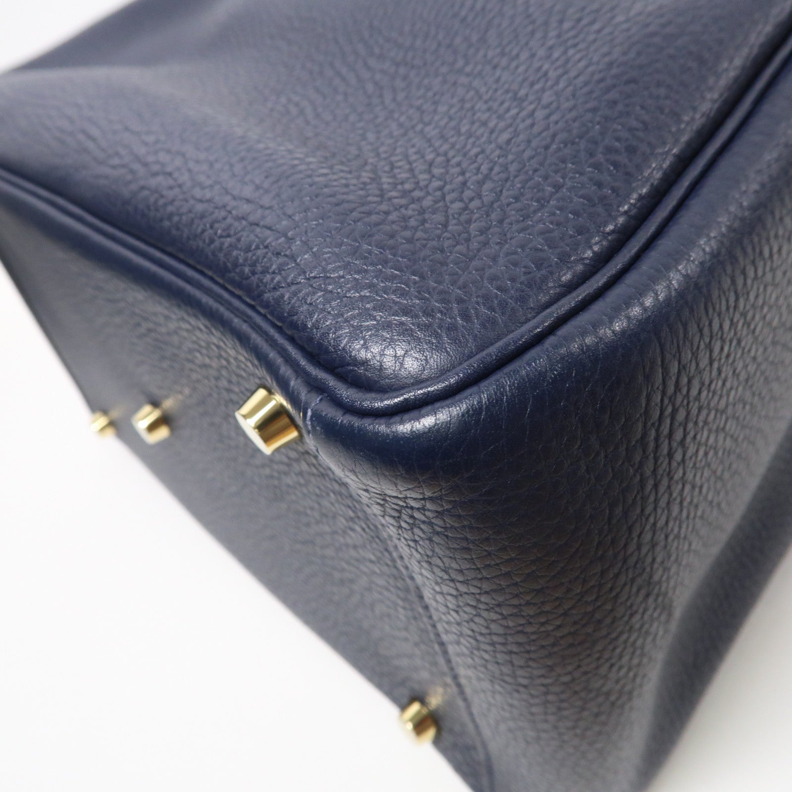 HERMES 【激減優惠】Clemence皮革Lindy 30金扣手挽肩背兩用袋Bleu Nuit/午夜藍色