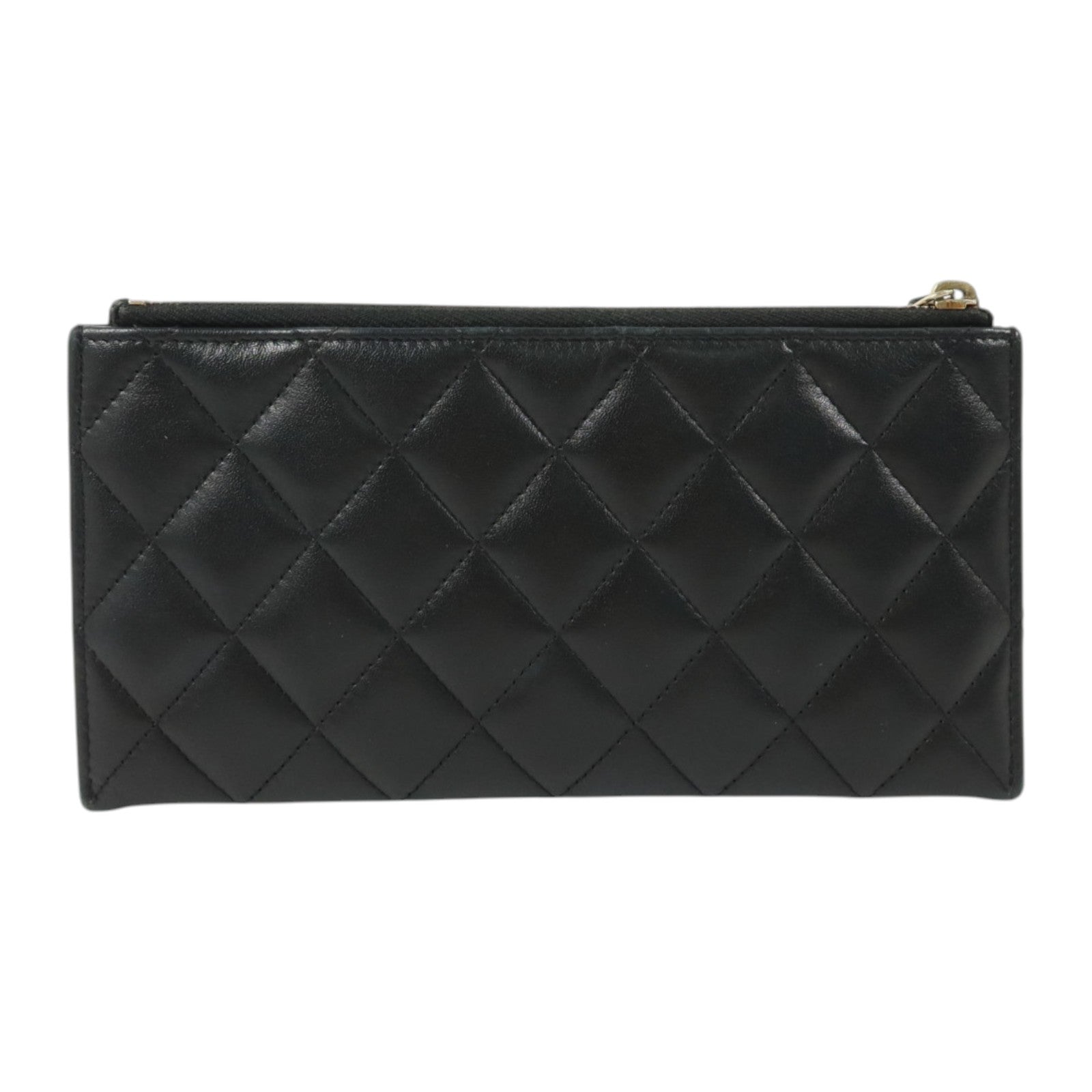 CHANEL 羊皮皮革Boy Chanel Zipper Long Wallet金扣長錢包