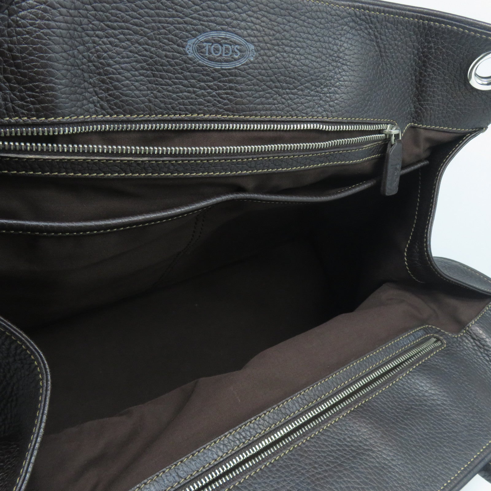 TOD’S 【清倉大減價】牛皮皮革Shoulder Bag銀扣肩背袋啡色
