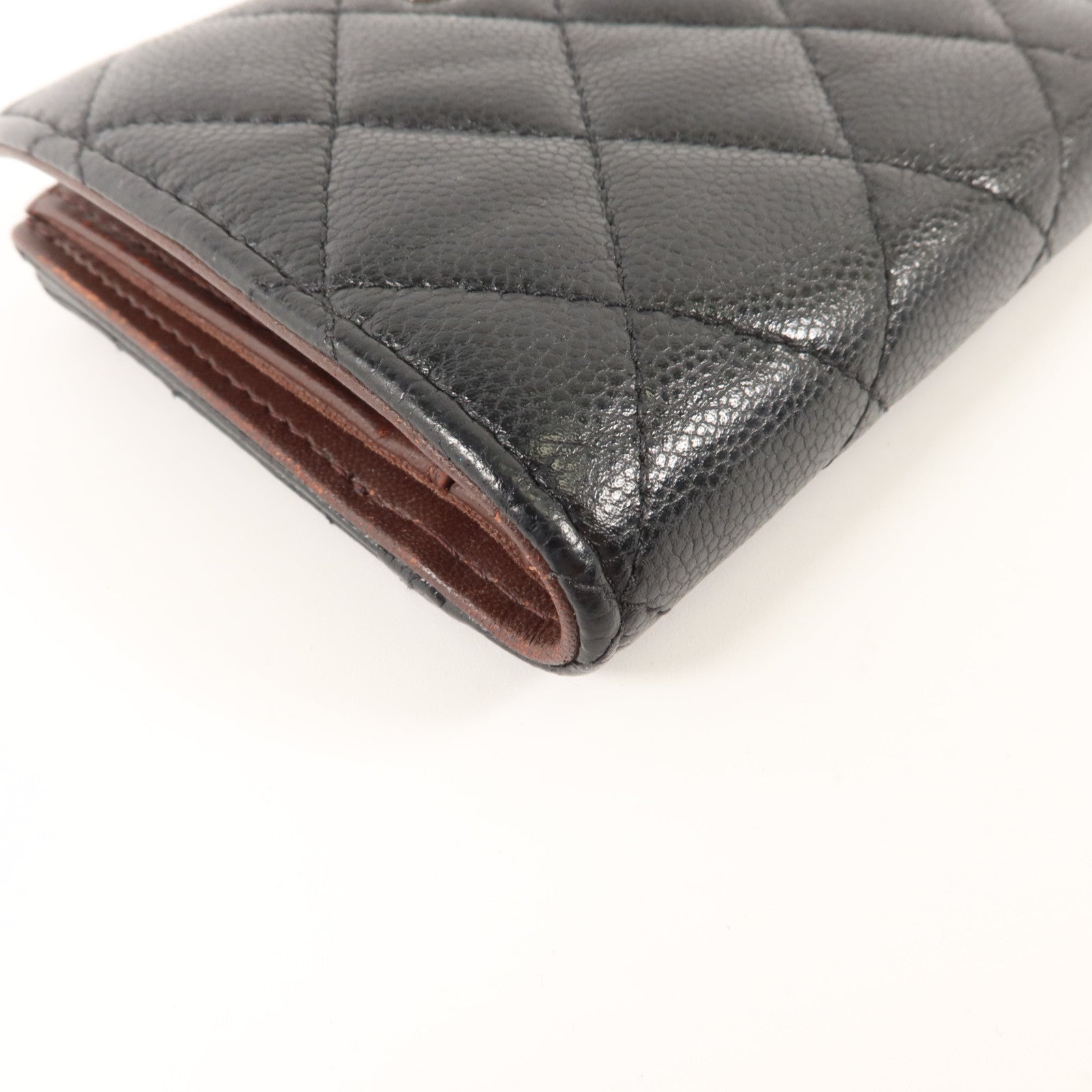 CHANEL 牛皮皮革Compact Wallet銀扣錢包
