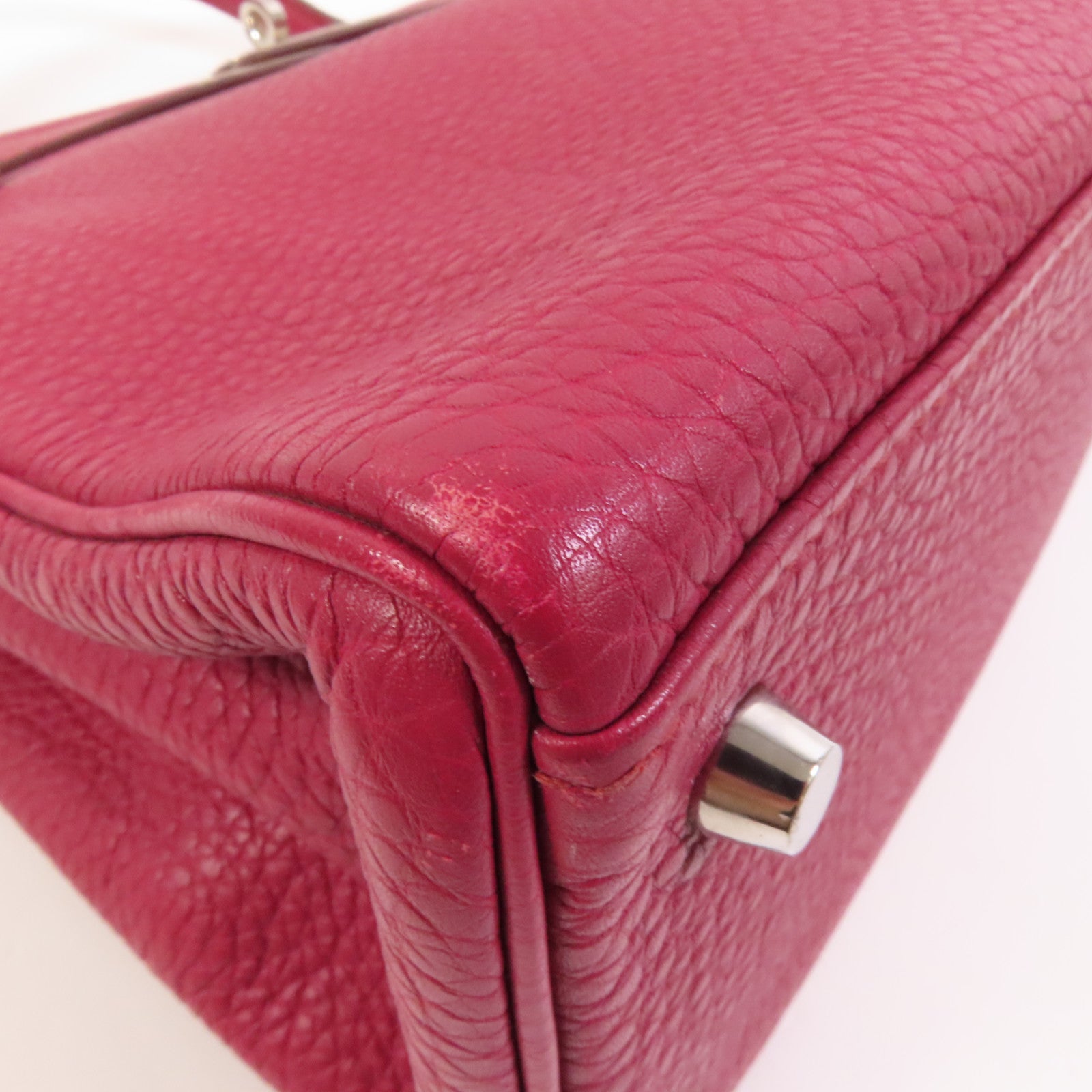 HERMES Togo皮革Kelly 32銀扣手挽肩背兩用袋Rubis