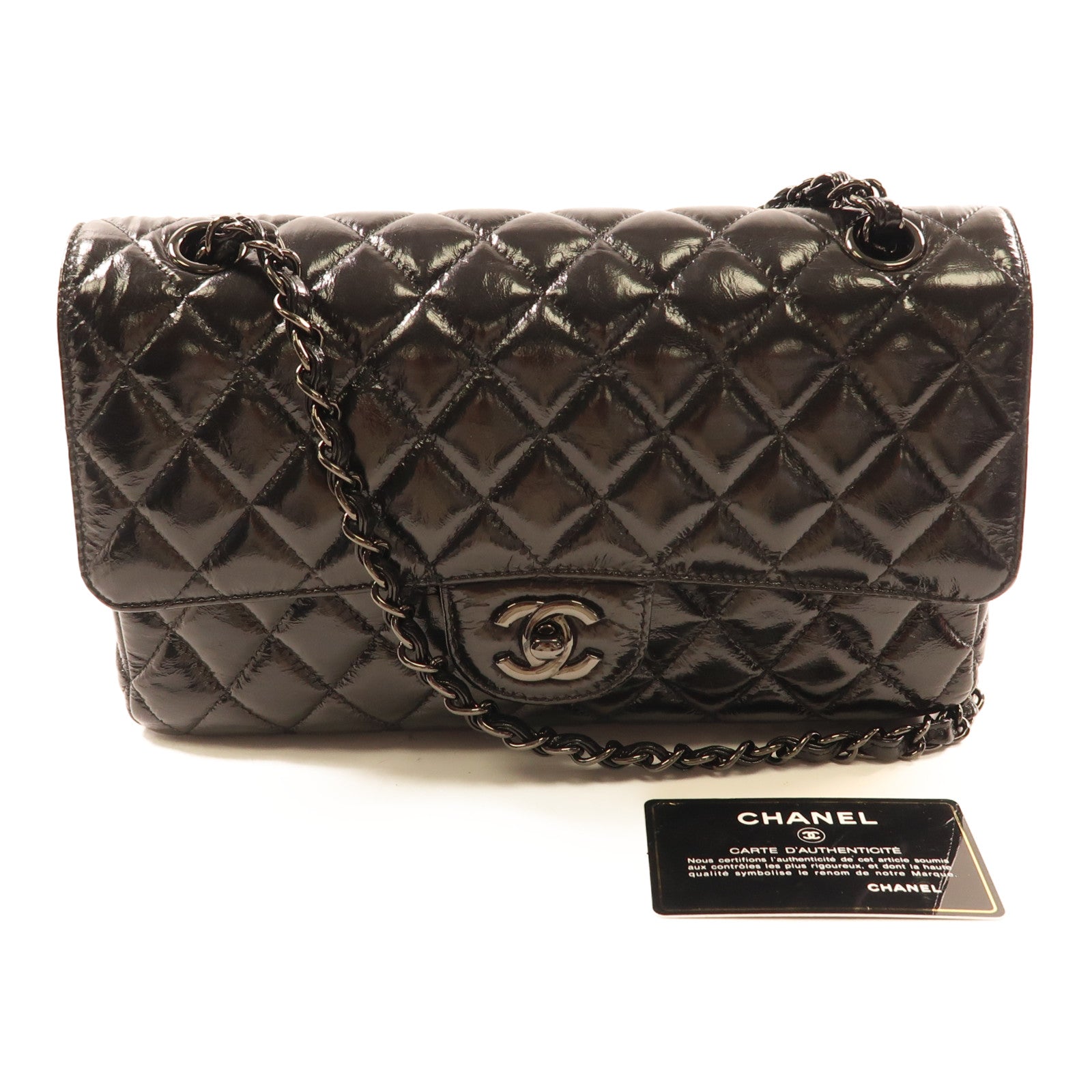 CHANEL 【激減優惠】牛皮皮革Classic Flap 25cm黑扣鏈帶肩背袋