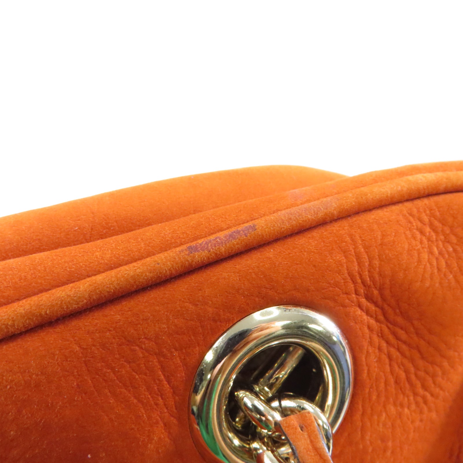 GUCCI 磨砂皮Chain Shoulder金扣鏈帶肩背袋啡色
