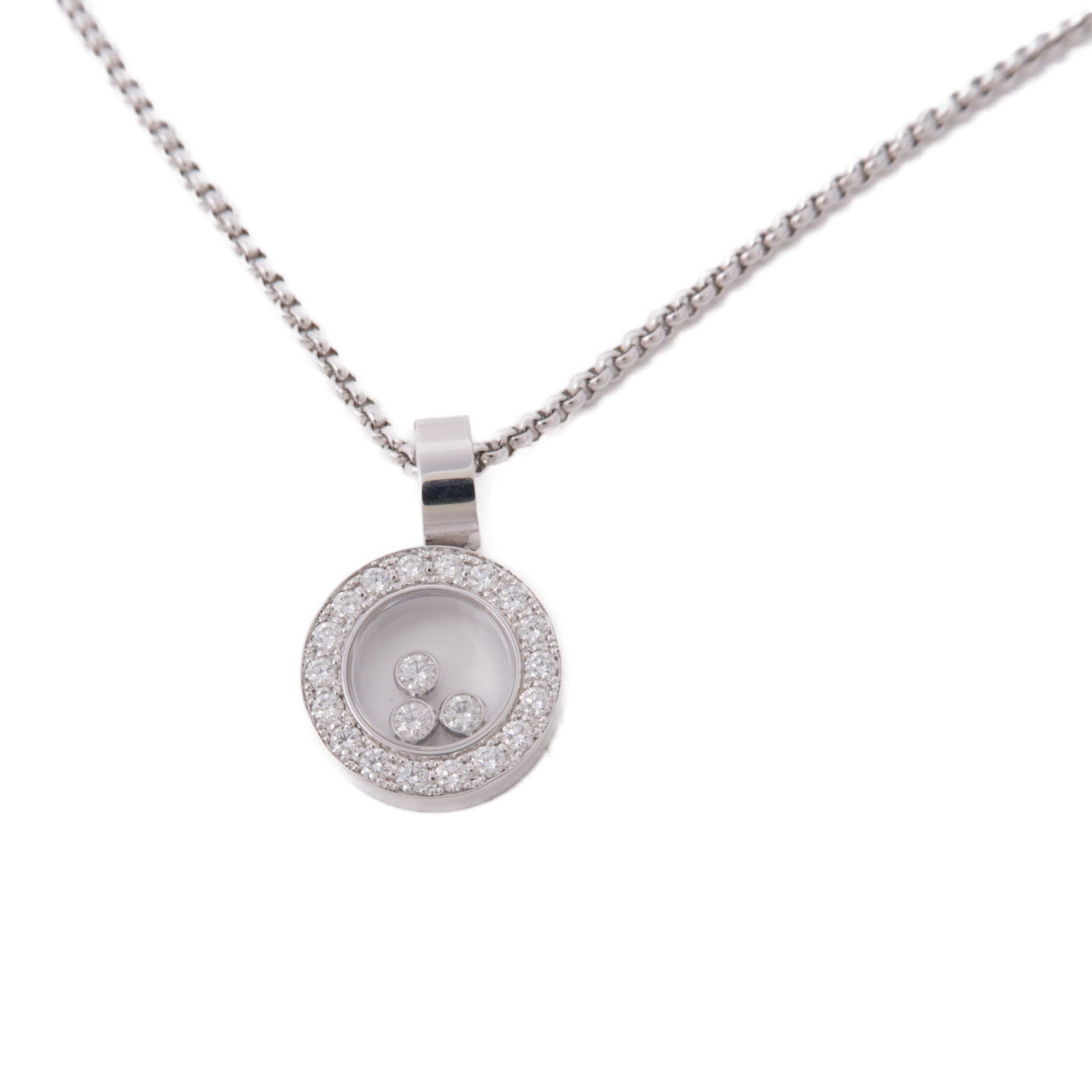 Chopard 18K白金Happy Diamond Necklace鑽石項鍊