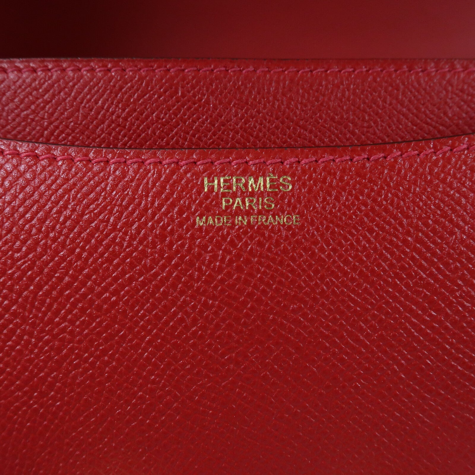 HERMES Epsom皮革Constance 24金扣肩背袋Rouge Casaque