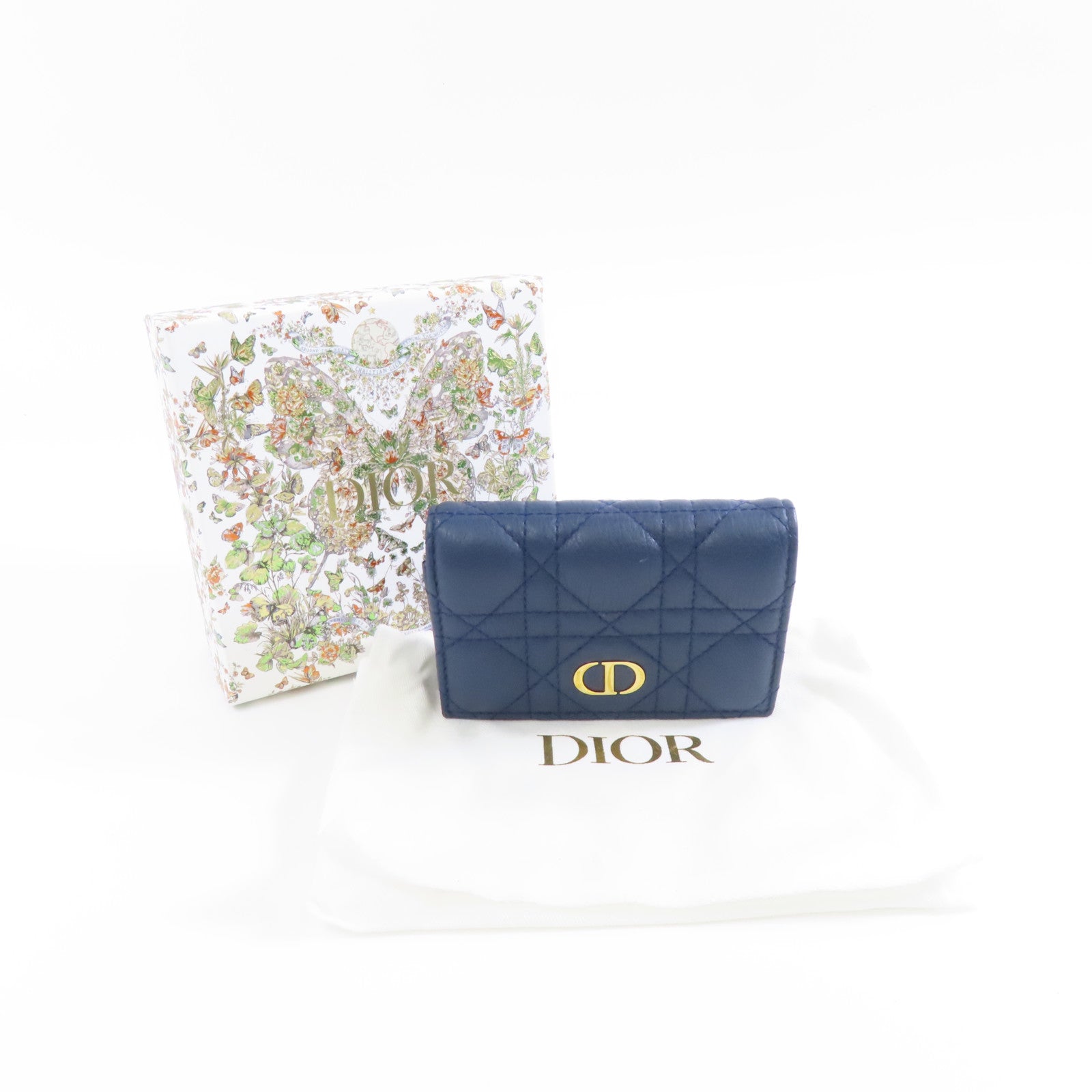 Dior 羊皮皮革Card Case金扣卡片套藍色