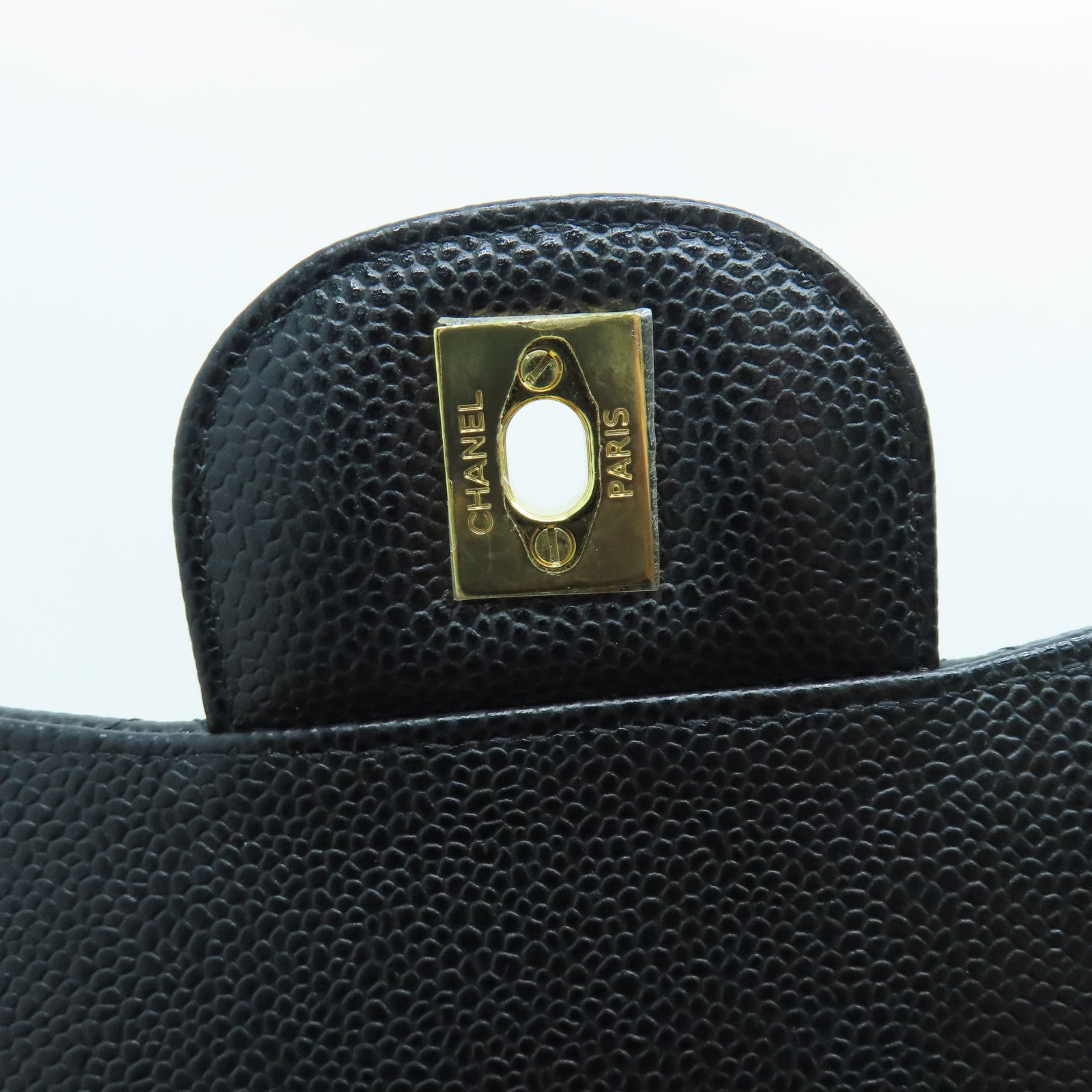 CHANEL 菱格牛皮皮革Jumbo Shoulder Bag金扣鏈帶肩背袋黑色
