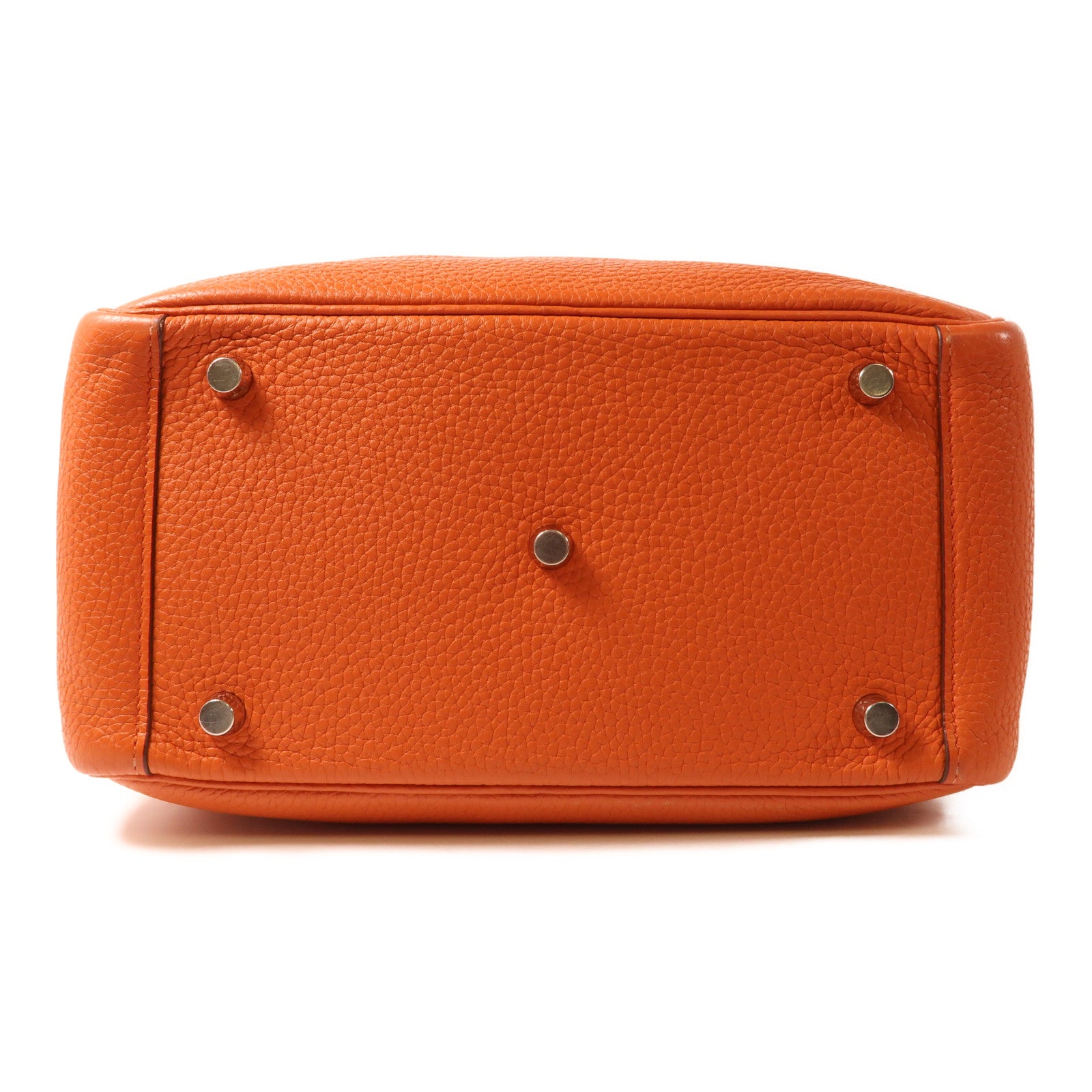 HERMES 【激減優惠】Clemence皮革Lindy 26銀扣手挽肩背兩用袋93 Orange/經典橘