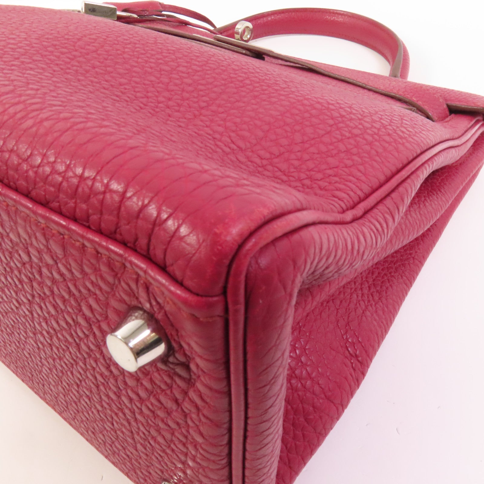 HERMES Togo皮革Kelly 32銀扣手挽肩背兩用袋Rubis