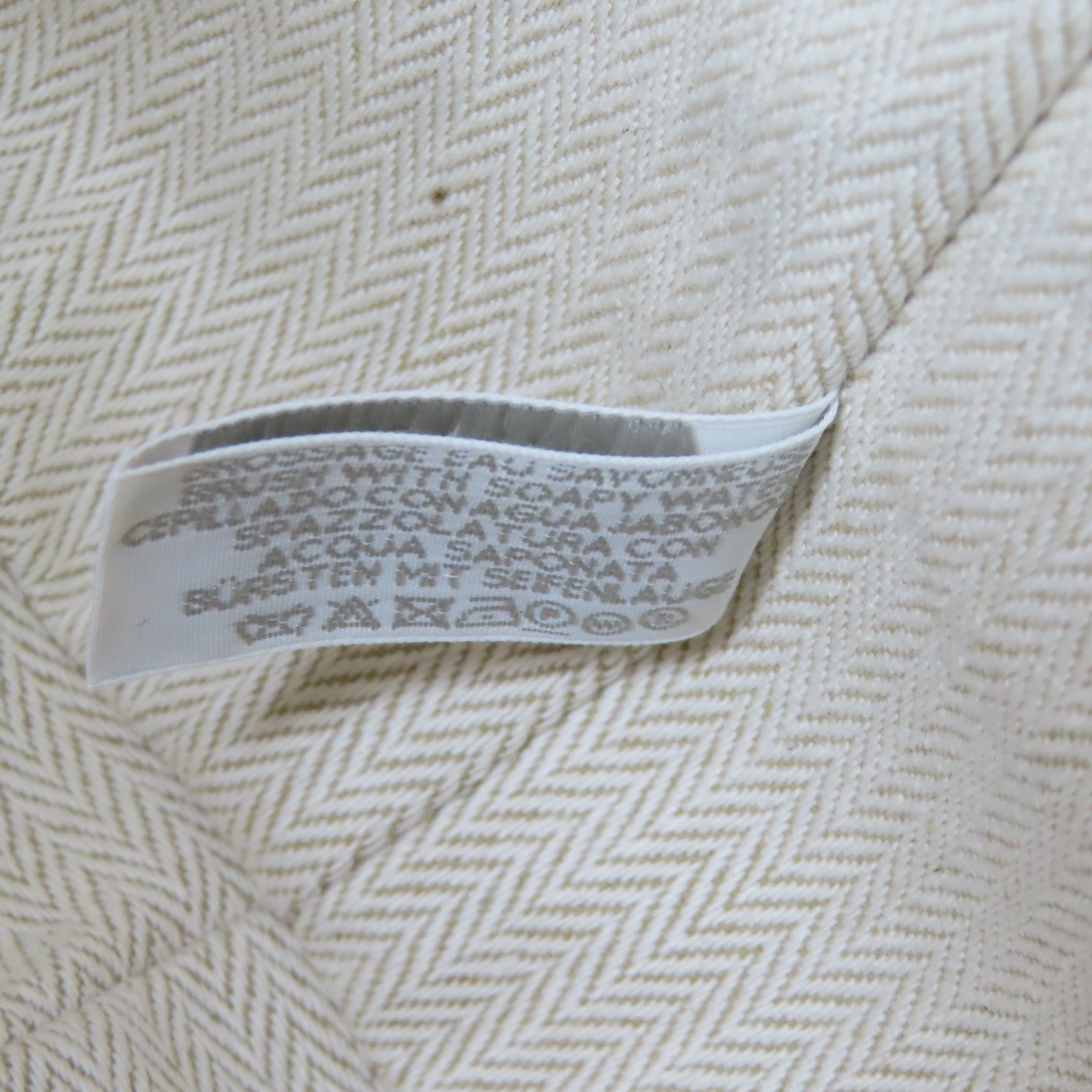 HERMES 帆布Bride-A-Brac銀扣手挽袋米色/藍色