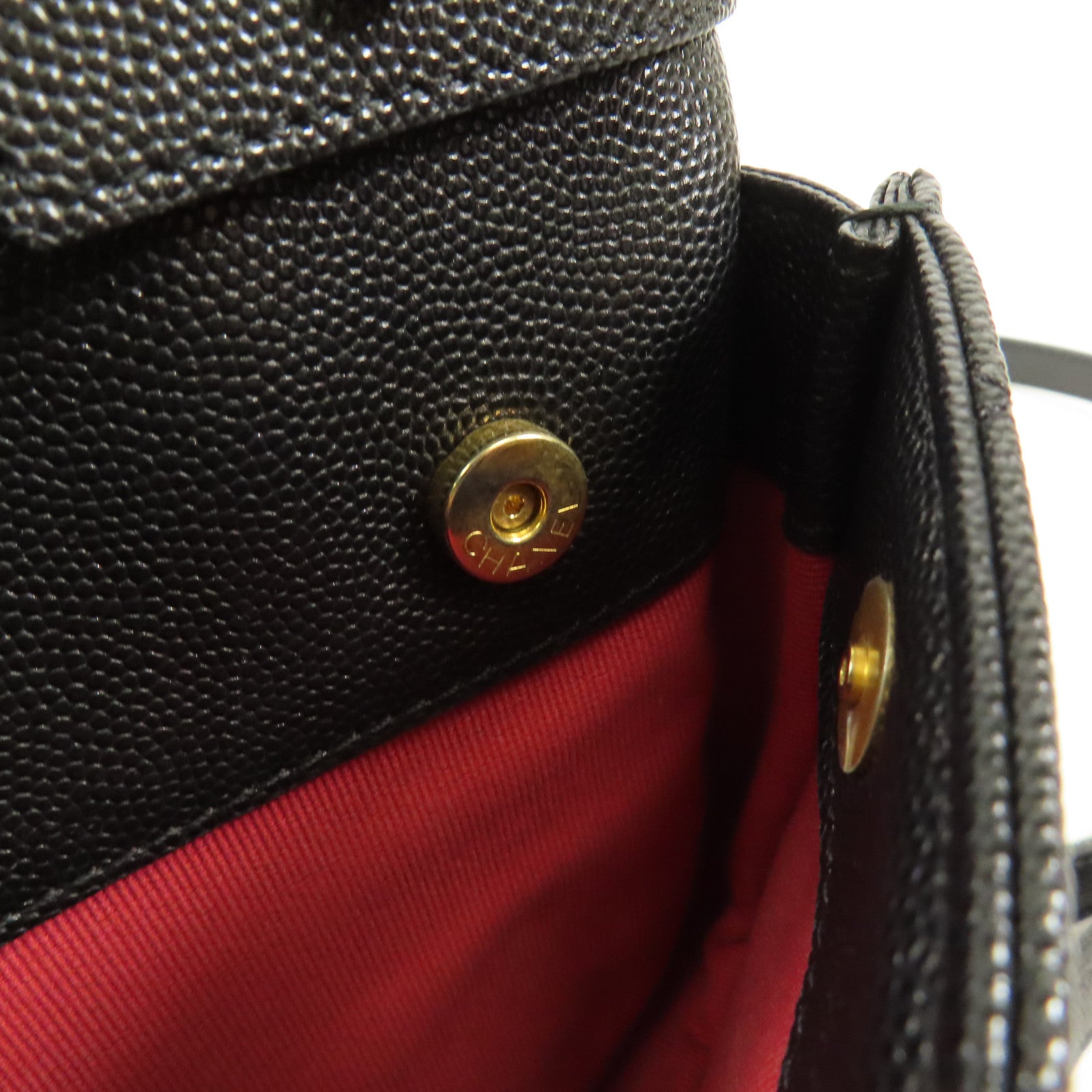 CHANEL 牛皮皮革Chain Shoulder金扣手挽肩背兩用袋