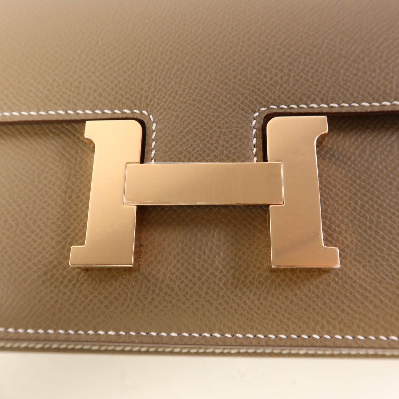 HERMES Epsom皮革Constance Elan金扣肩背袋Etoupe
