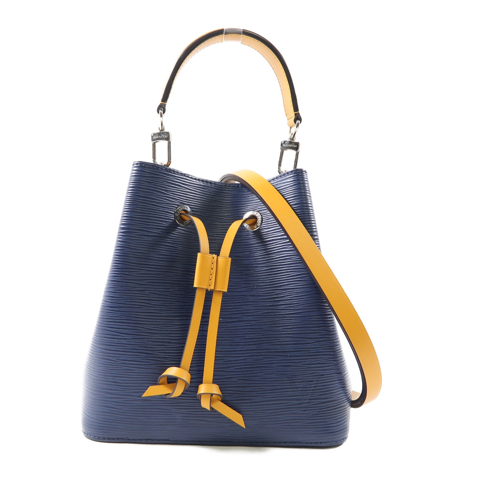 LOUIS VUITTON Epi NeoNoe BB銀扣手挽肩背兩用袋深藍色/黃色