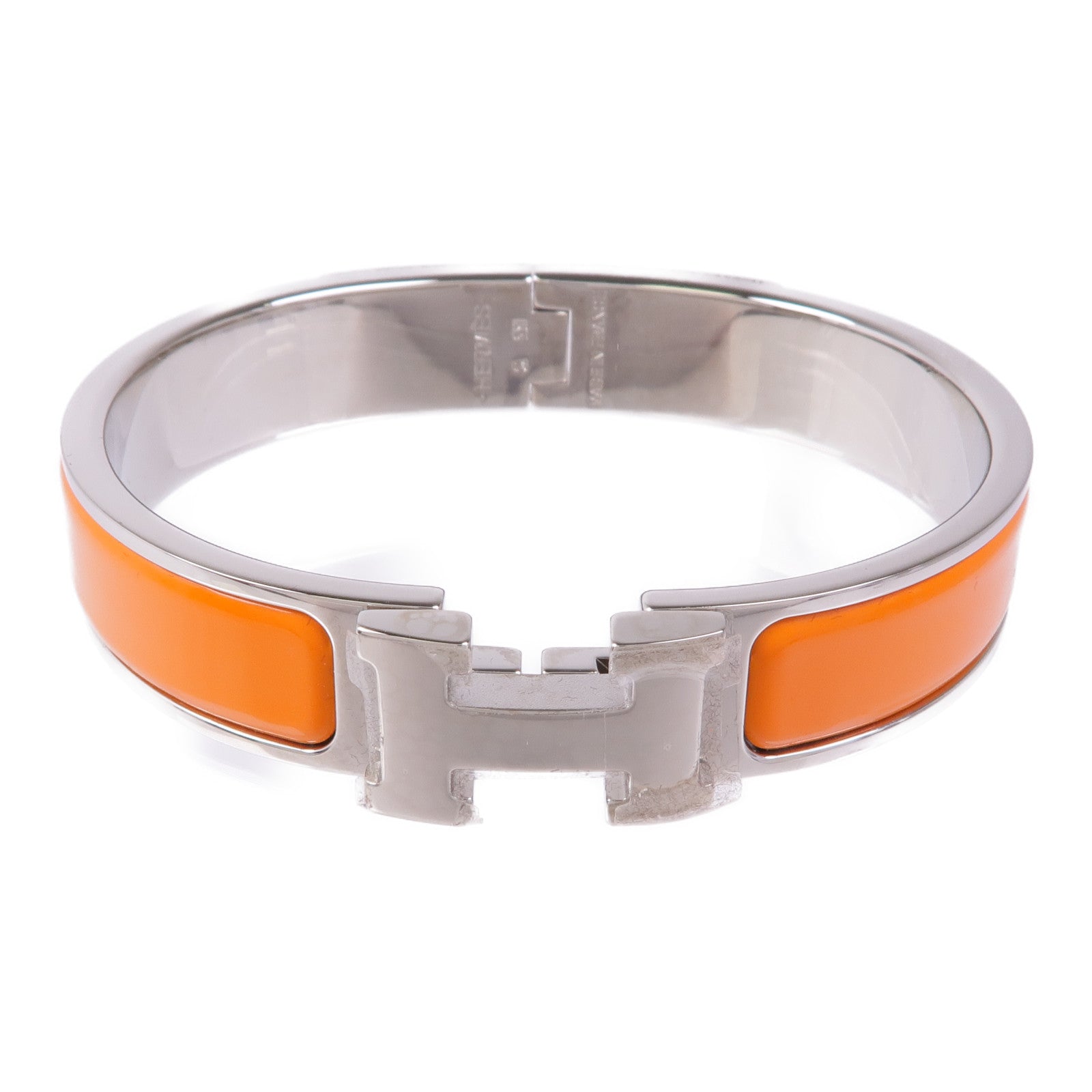 HERMES 金屬/琺瑯Clic H手鐲Orange