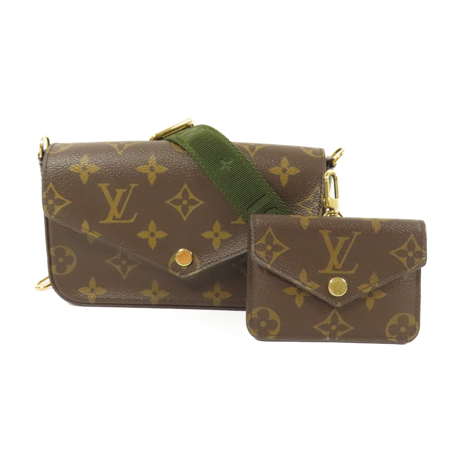 LOUIS VUITTON LV GHW Felicie Strap & Go Shoulder Bag M80091 Monogram Brown/Green