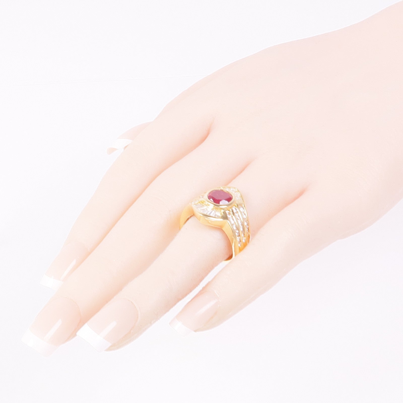 JEWELRY 18K黃金Ruby Diamond Ring紅寶石/鑽石戒指US#5