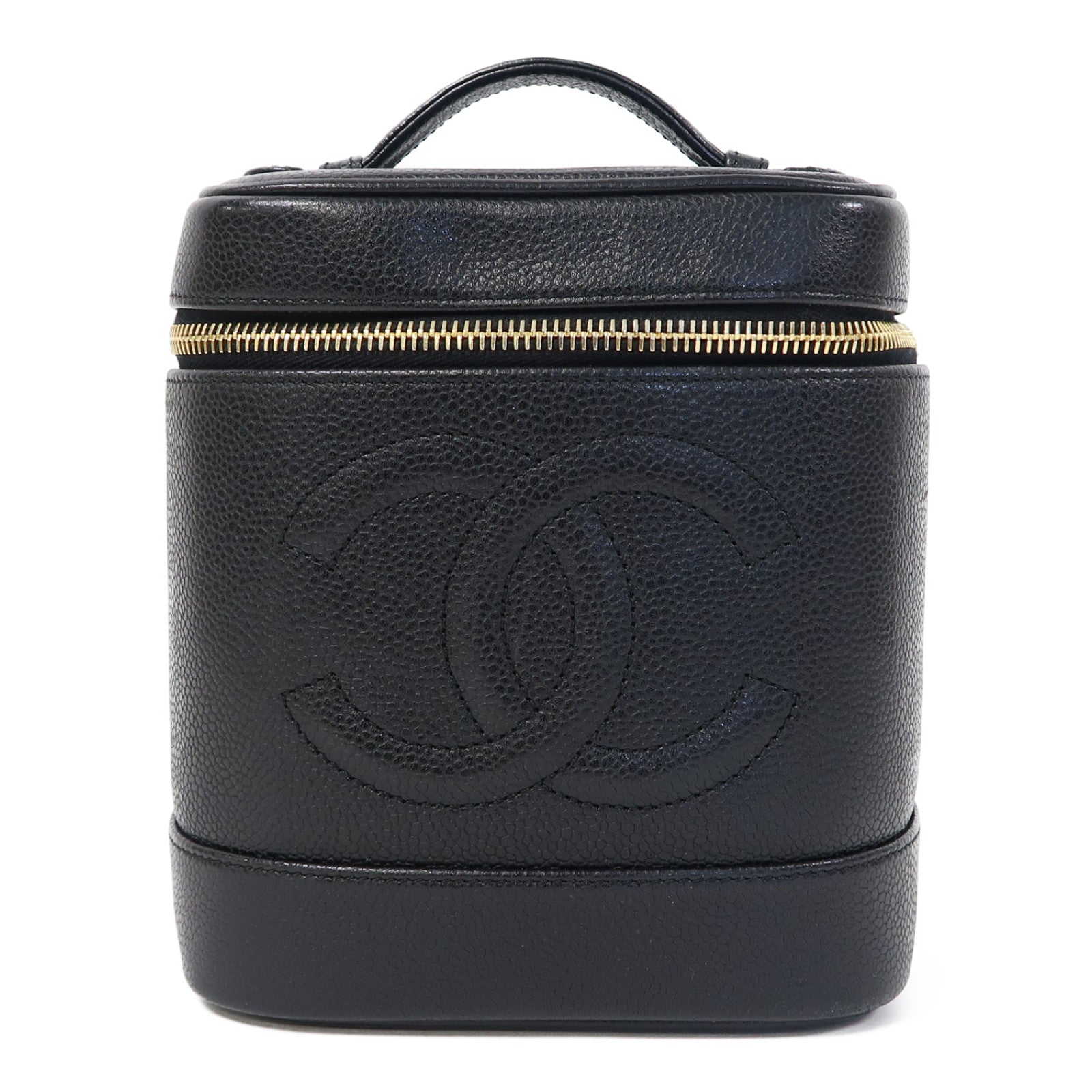 CHANEL 【激減優惠】Caviar皮革Vanity Bag金扣手挽袋黑色