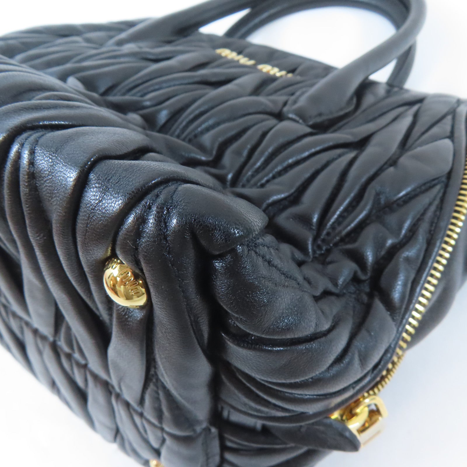 Miu Miu 牛皮皮革2 Way Shoulder Bag金扣手挽肩背兩用袋黑色