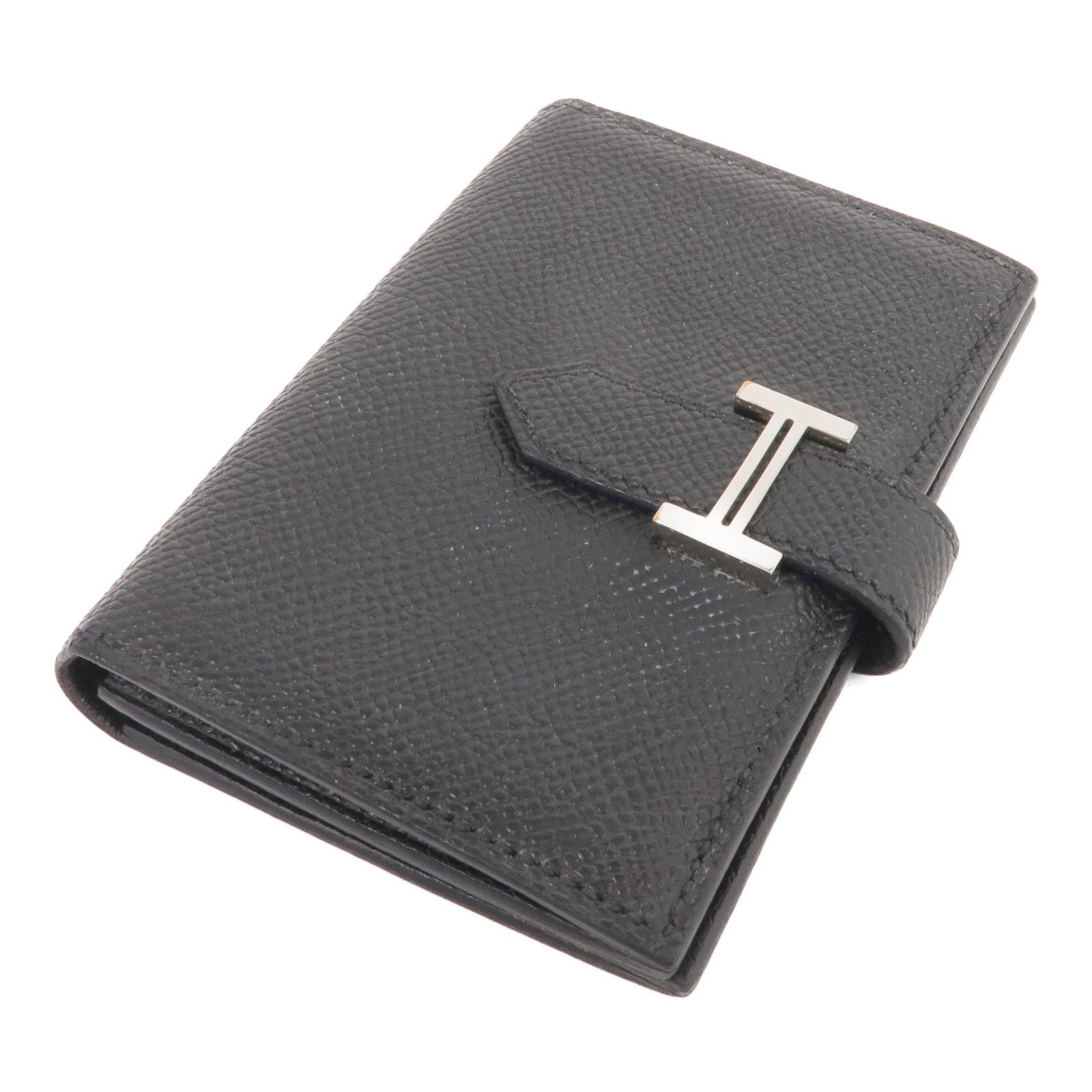 HERMES Epsom皮革Bearn Card Holder銀扣卡片套Noir