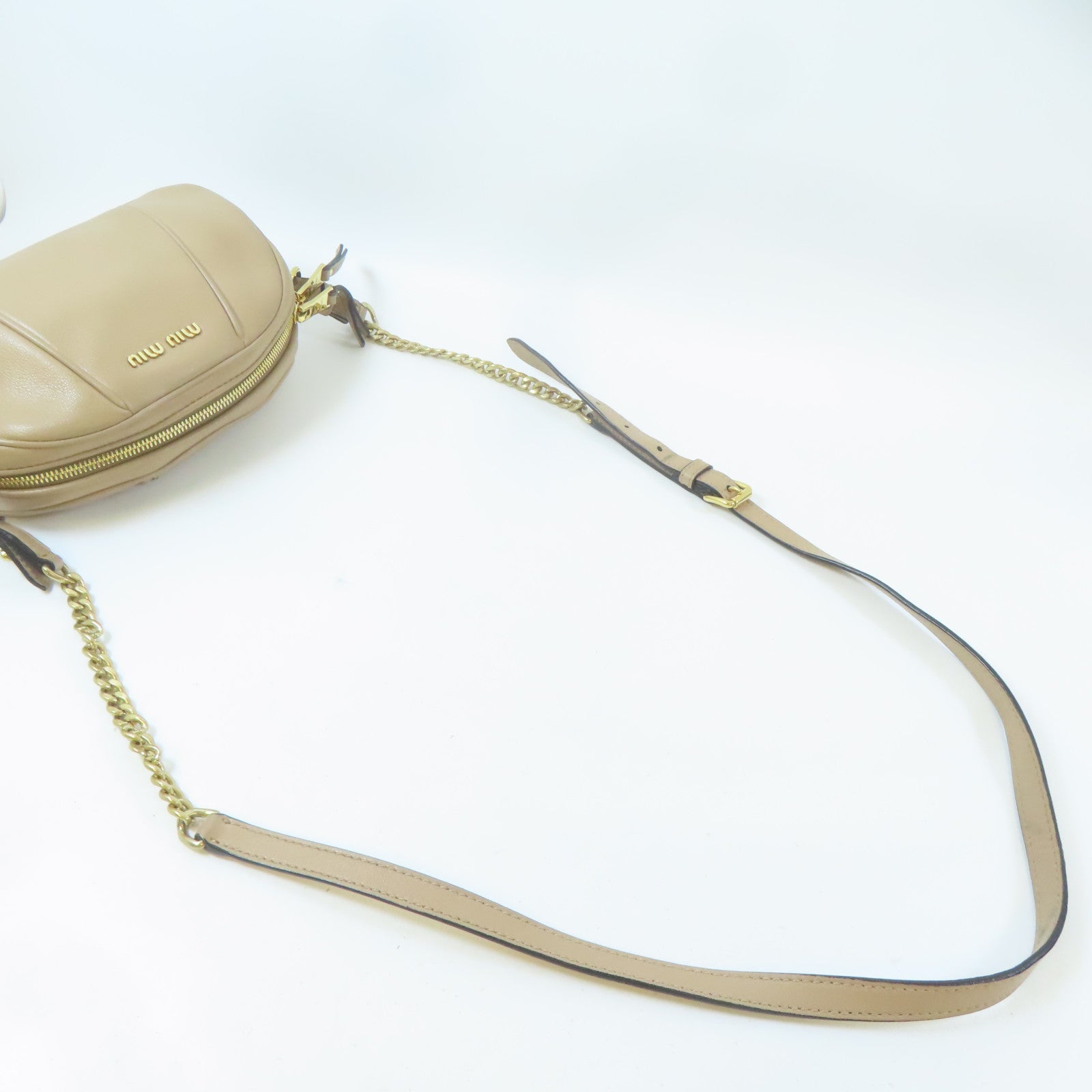 Miu Miu 牛皮皮革Shoulder Bag肩背袋米色