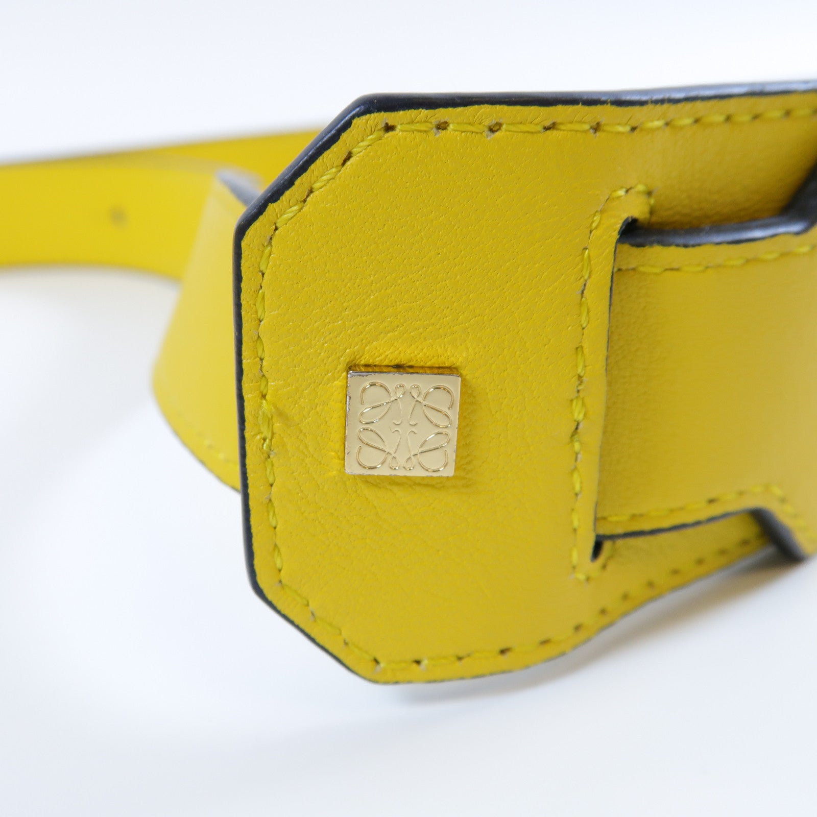 LOEWE 牛皮皮革Puzzle金扣手挽肩背兩用袋黃色