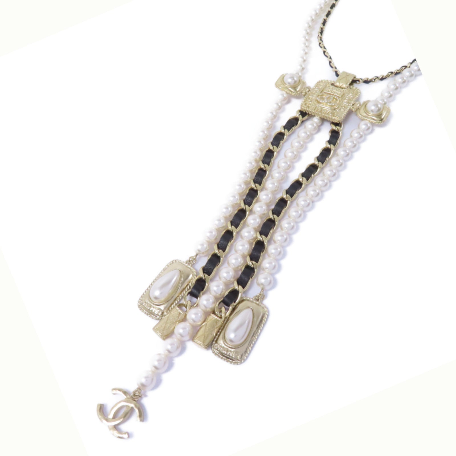 CHANEL 金屬Necklace項鍊金色/白色