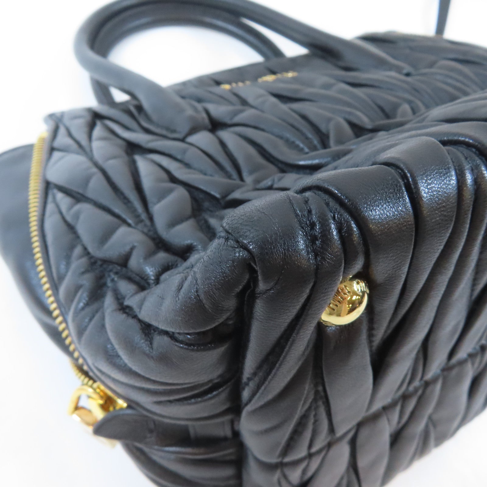 Miu Miu 牛皮皮革2 Way Shoulder Bag金扣手挽肩背兩用袋黑色