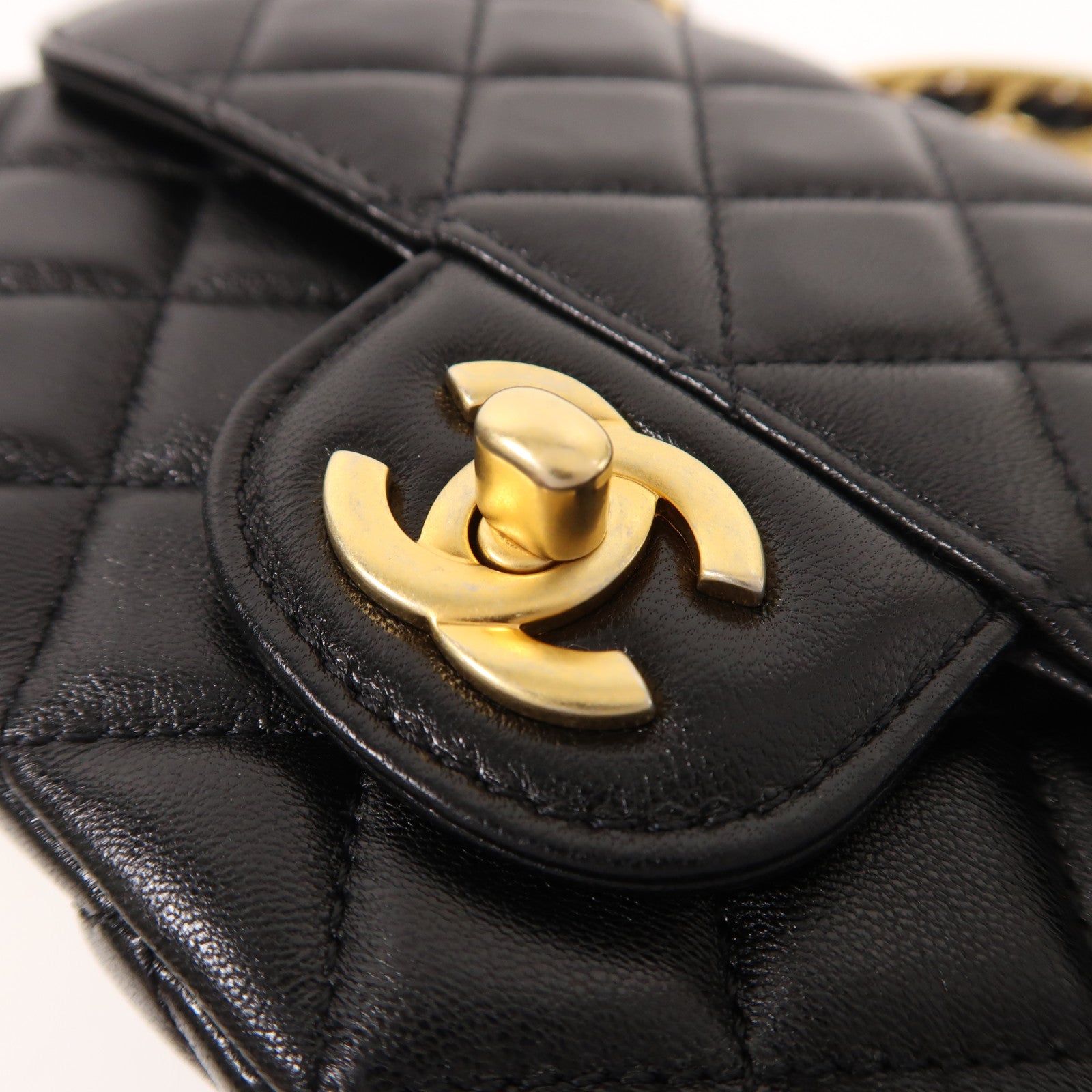 CHANEL 牛皮皮革2 Way Shoulder金扣手挽肩背兩用袋