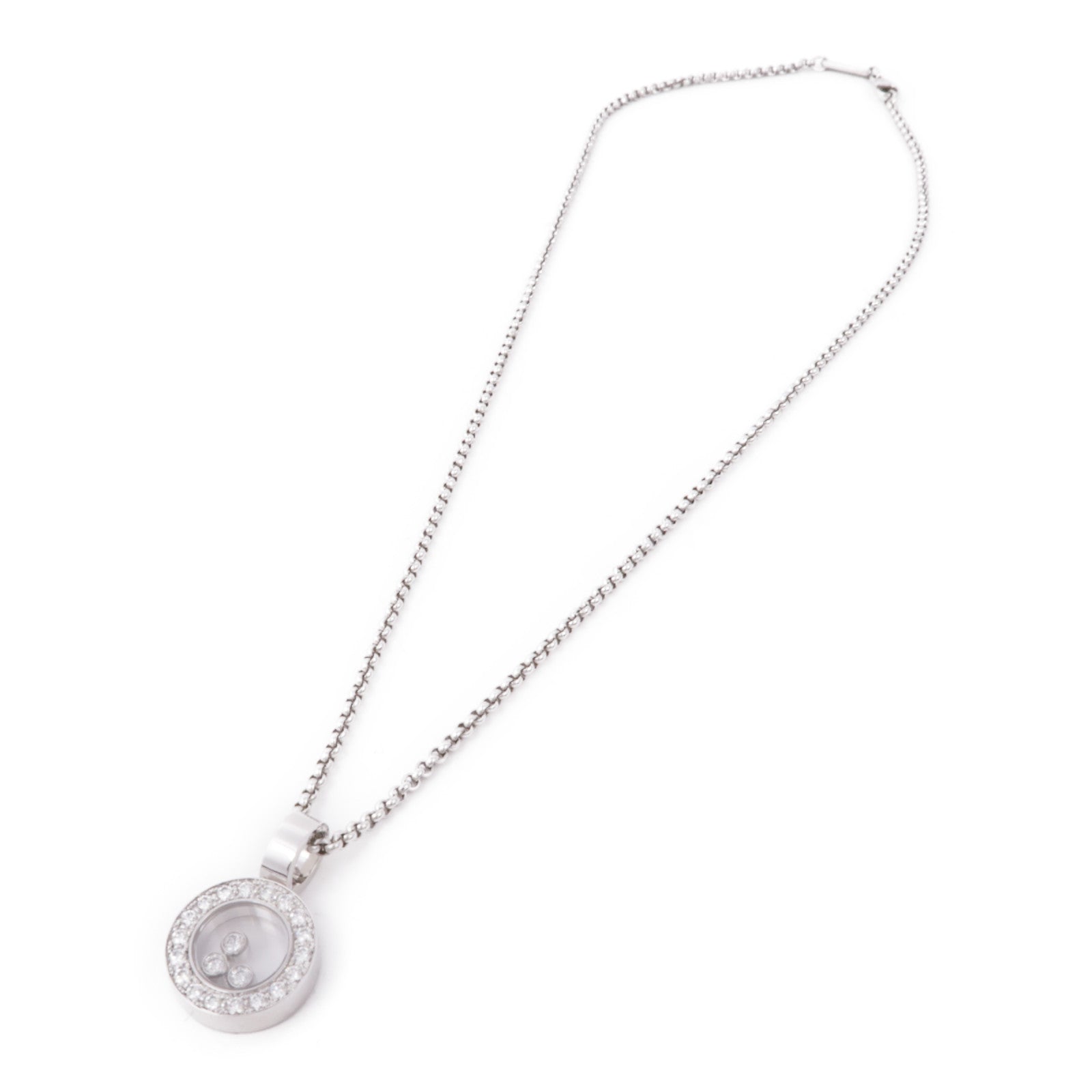 Chopard 18K白金Happy Diamond Necklace鑽石項鍊