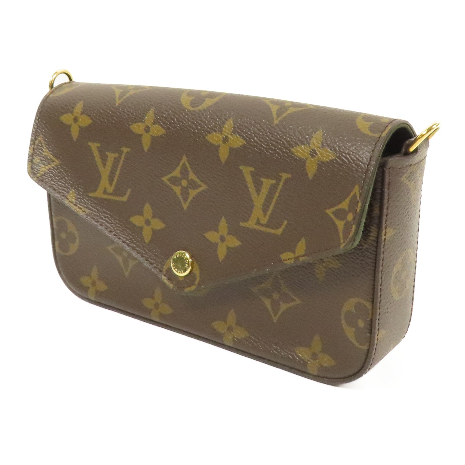 LOUIS VUITTON LV GHW Felicie Strap & Go Shoulder Bag M80091 Monogram Brown/Green