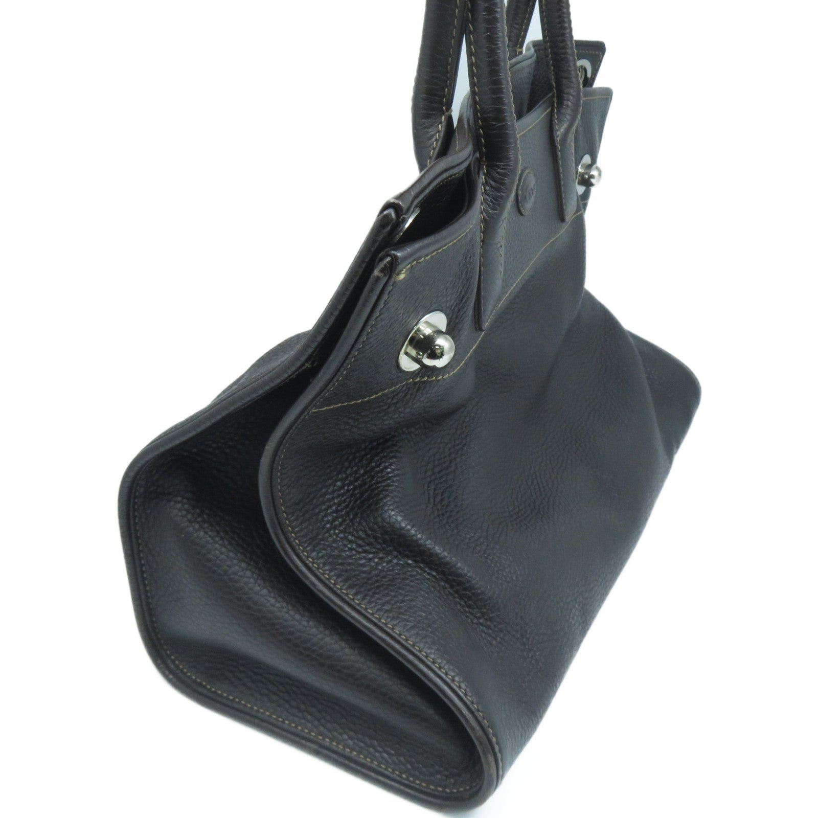 TOD’S 【清倉大減價】牛皮皮革Shoulder Bag銀扣肩背袋啡色