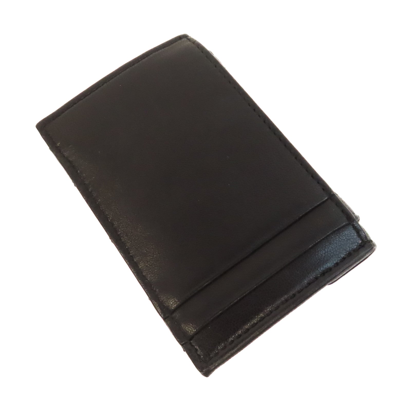 SAINT LAURENT 菱格牛皮皮革Card Case金扣卡片套黑色
