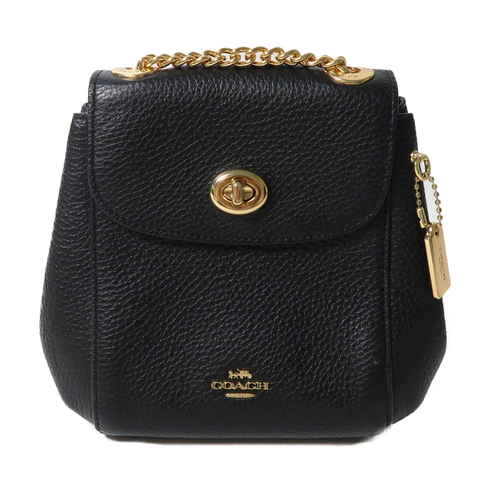 COACH 牛皮皮革Backpack金扣鏈帶背包黑色