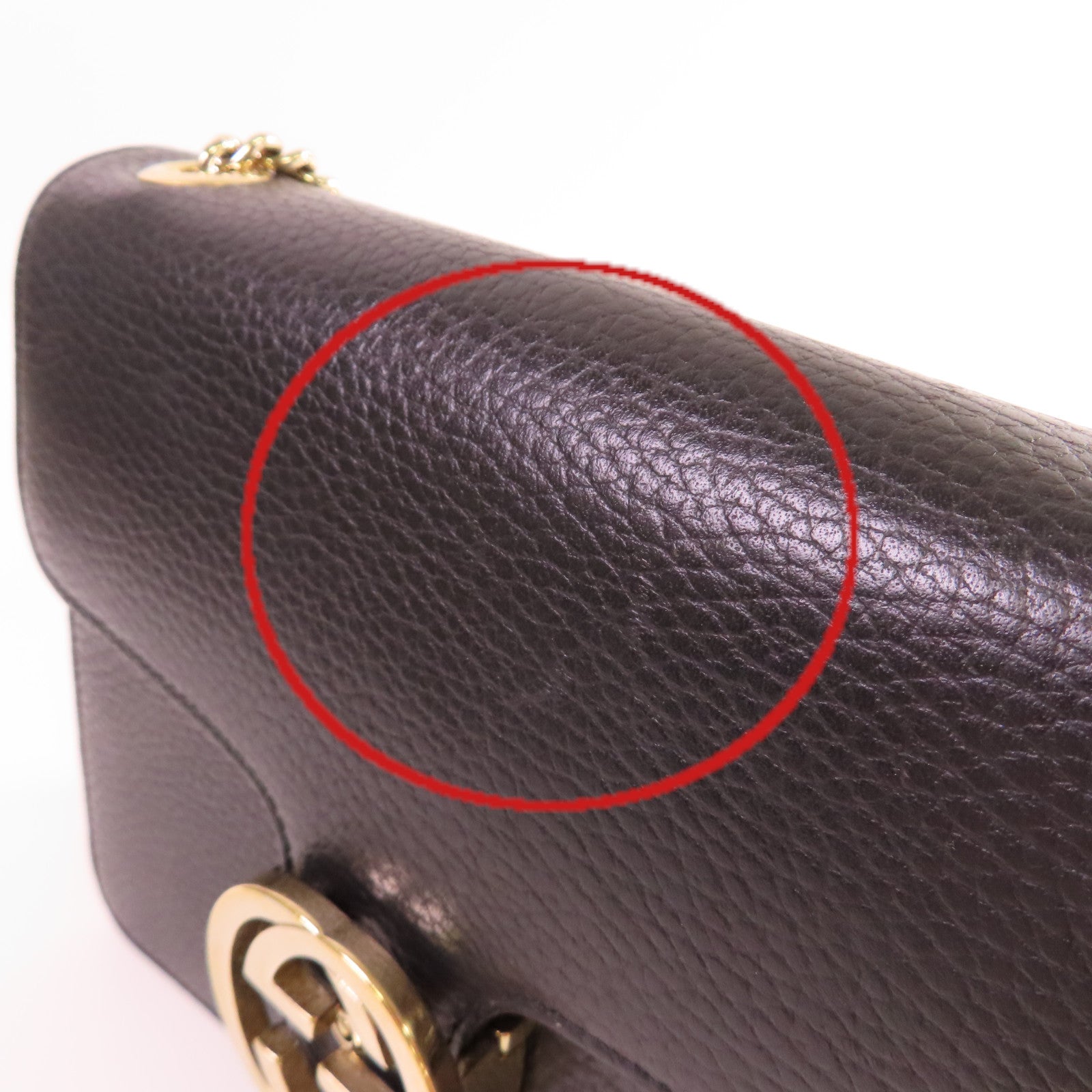 GUCCI 【激減優惠】牛皮皮革Interlocking GG Chain Shoulder Bag金扣鏈帶肩背袋黑色