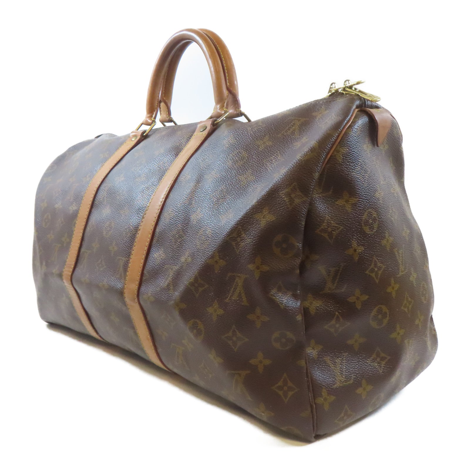 LOUIS VUITTON Monogram Keepall 50金扣手挽袋啡色