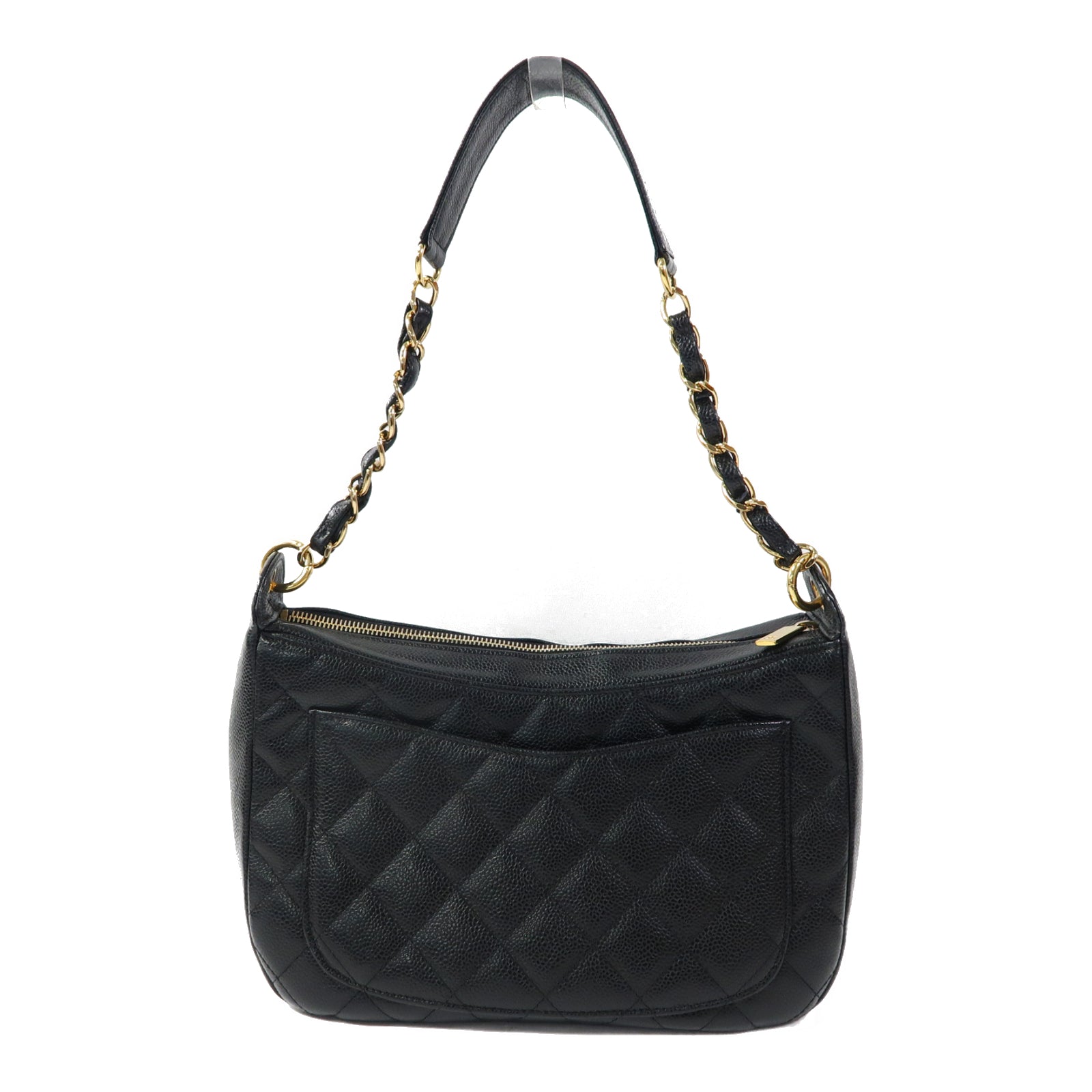 CHANEL 菱格牛皮皮革Vintage Shoulder Bag金扣肩背袋黑色