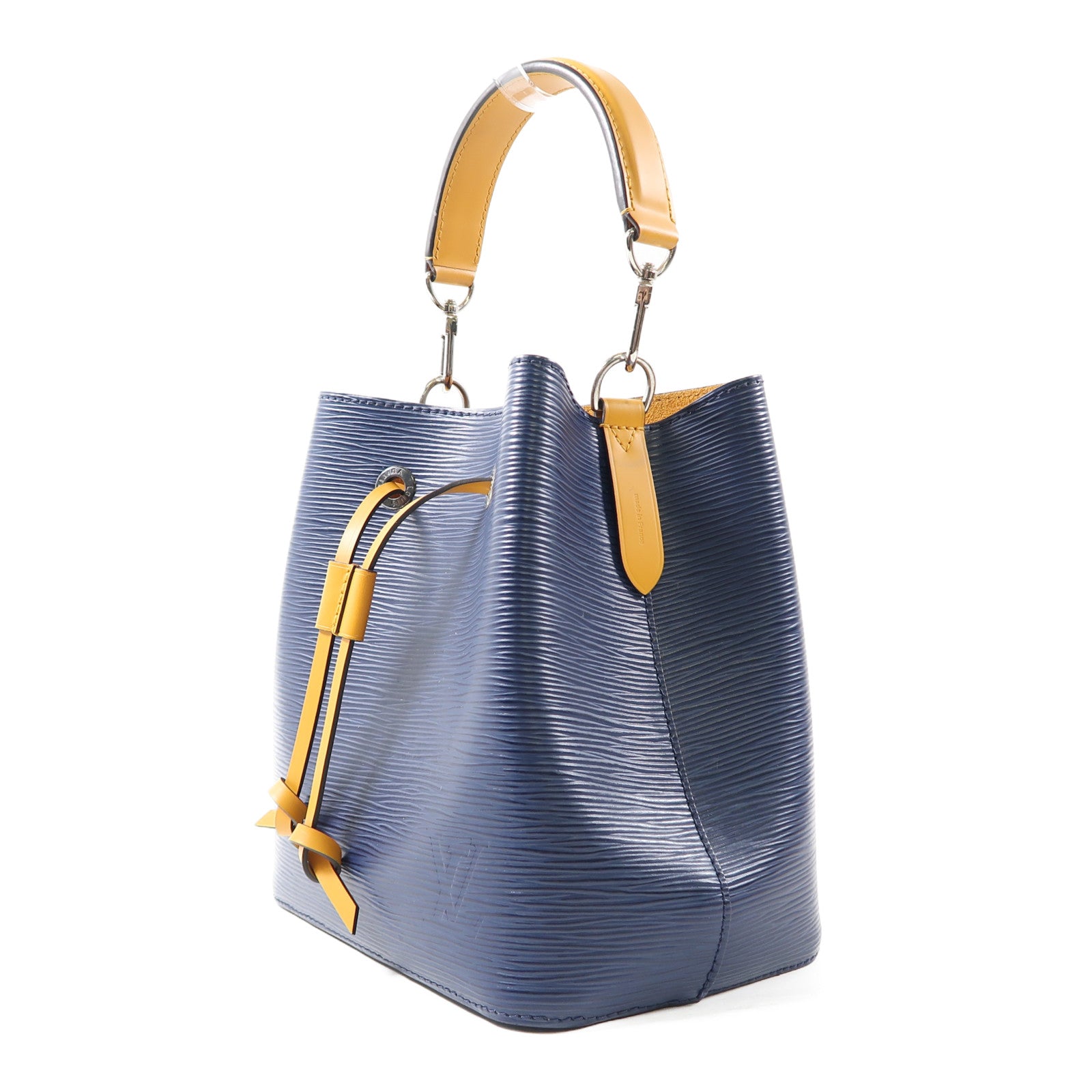 LOUIS VUITTON Epi NeoNoe BB銀扣手挽肩背兩用袋深藍色/黃色