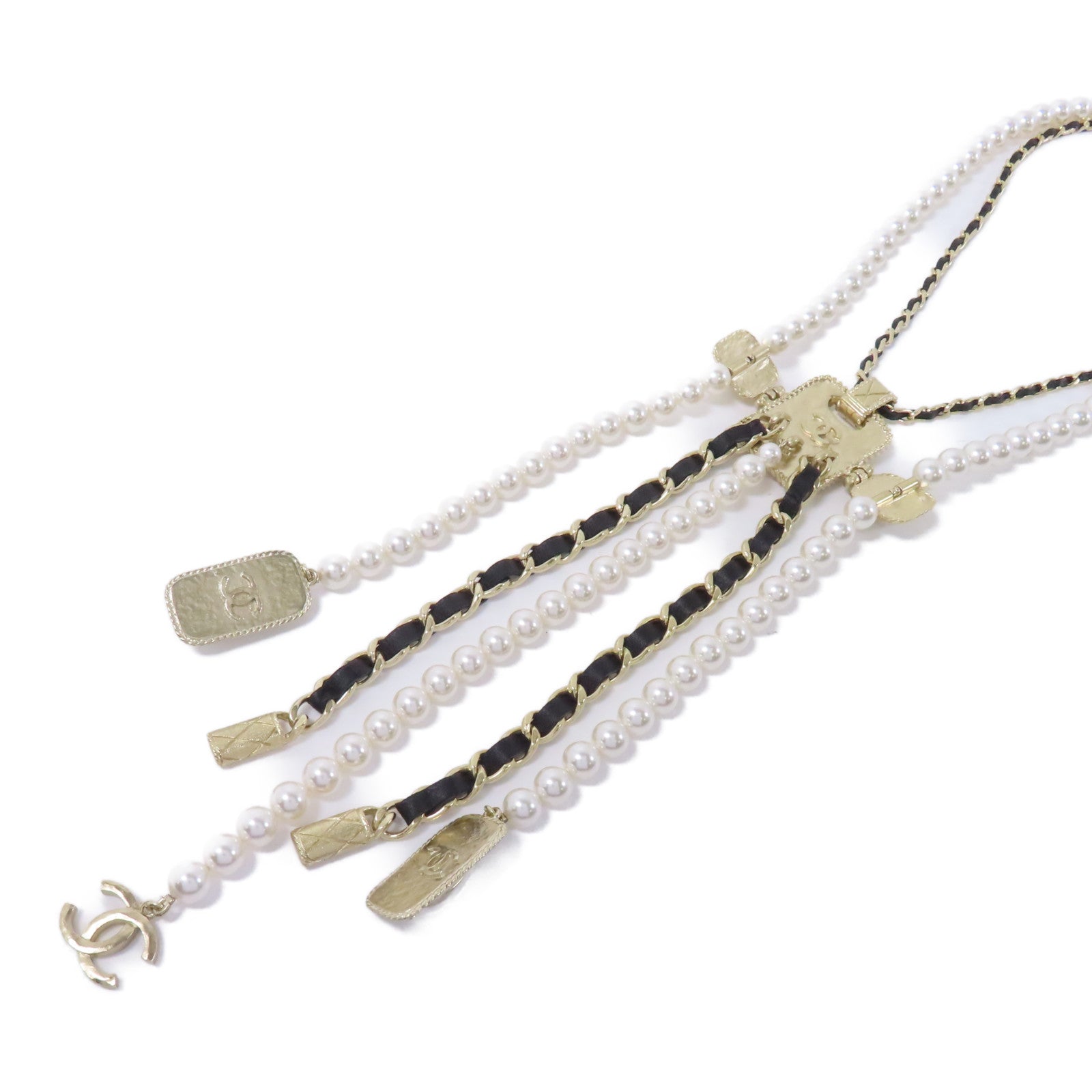 CHANEL 金屬Necklace項鍊金色/白色