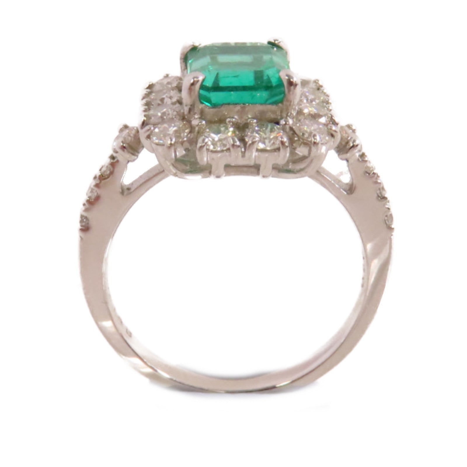 JEWELRY PT950鉑金/1.48ct綠寶石/0.86ct鑽石Emerald Diamond Ring戒指US#5.75