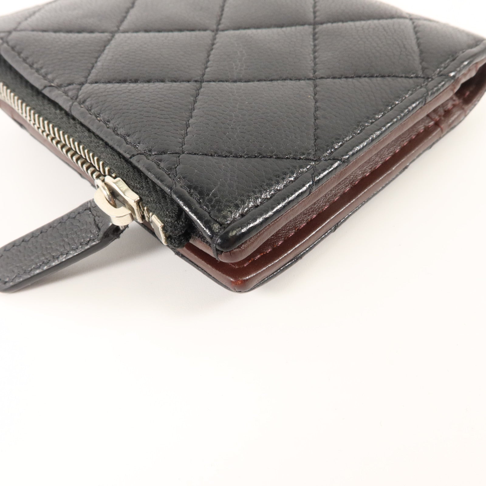 CHANEL 牛皮皮革Compact Wallet銀扣錢包