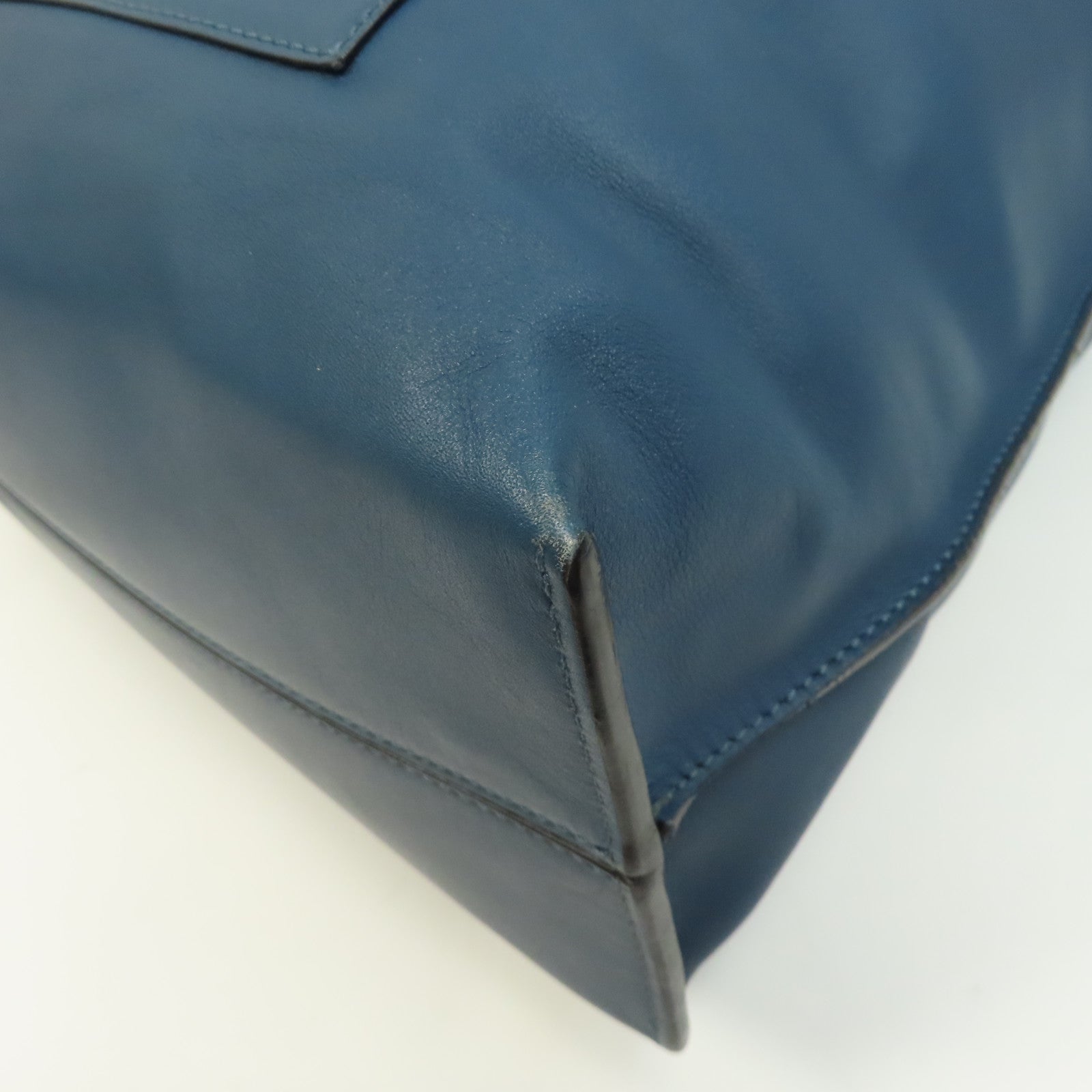 LOEWE 牛皮皮革Tote Bag銀扣手挽袋藍色