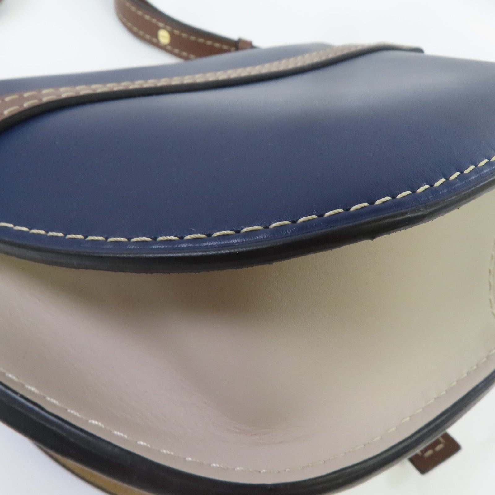 LOEWE 牛皮皮革Small Gate金扣肩背袋藍色/米色/啡色