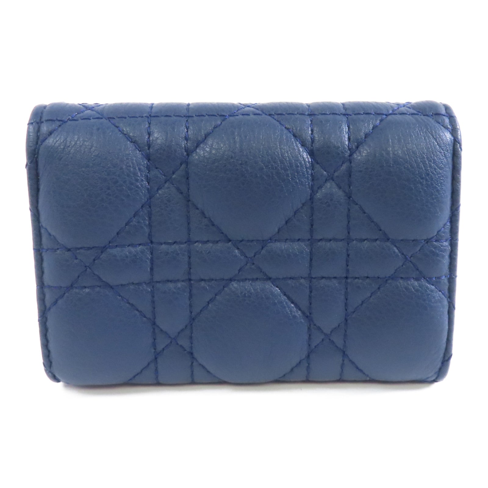 Dior 羊皮皮革Card Case金扣卡片套藍色