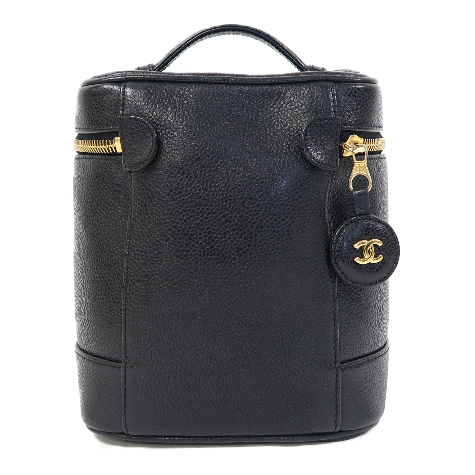 CHANEL 【激減優惠】Caviar皮革Vanity Bag金扣手挽袋黑色
