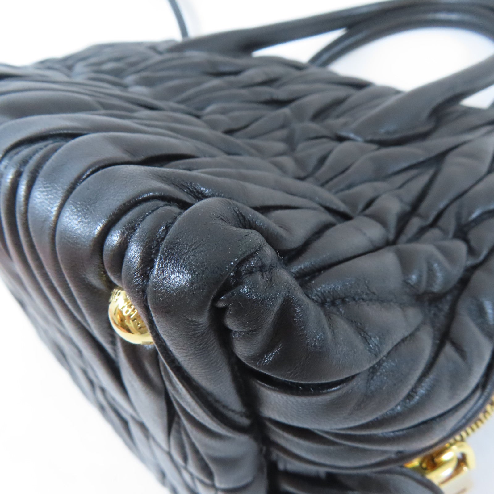 Miu Miu 牛皮皮革2 Way Shoulder Bag金扣手挽肩背兩用袋黑色