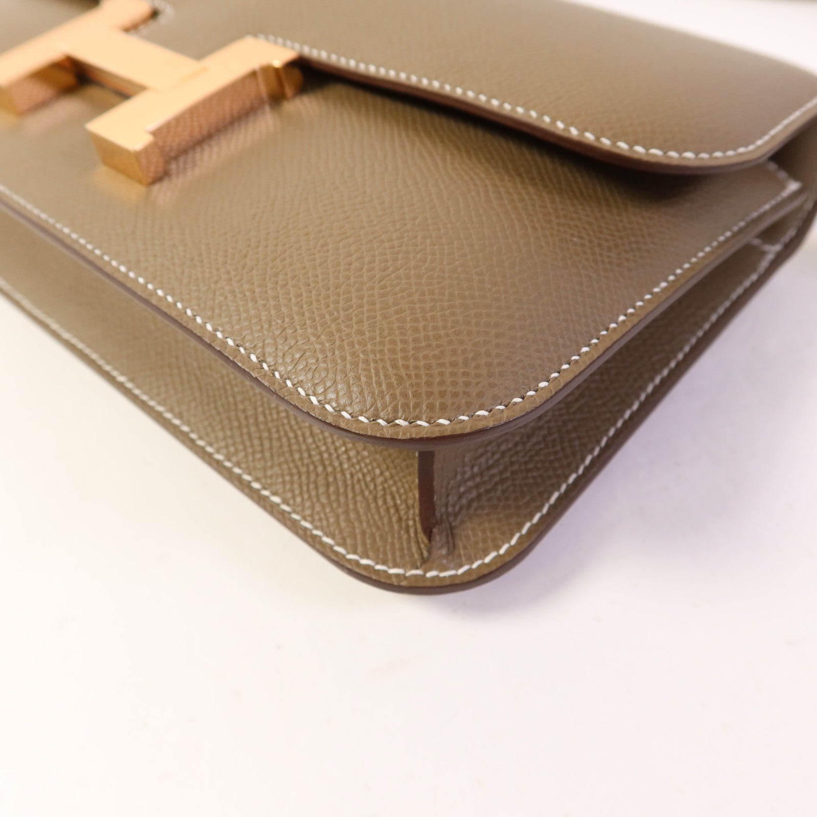 HERMES 【激減優惠】Epsom皮革Constance Elan金扣肩背袋Etoupe